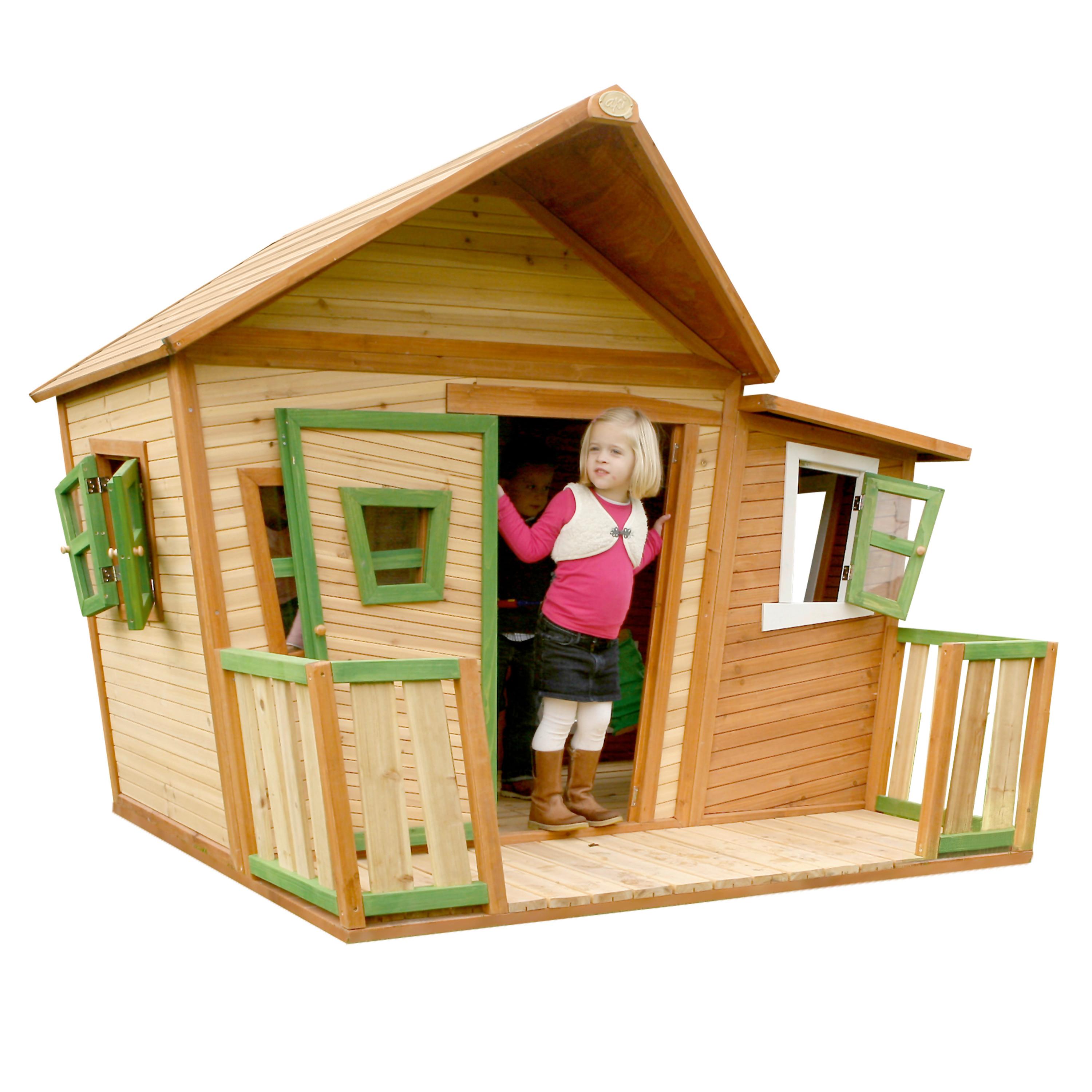 Spielhaus Lisa aus Zedernholz - Braun/Weiß, Basics, Holz (220/174/193cm)