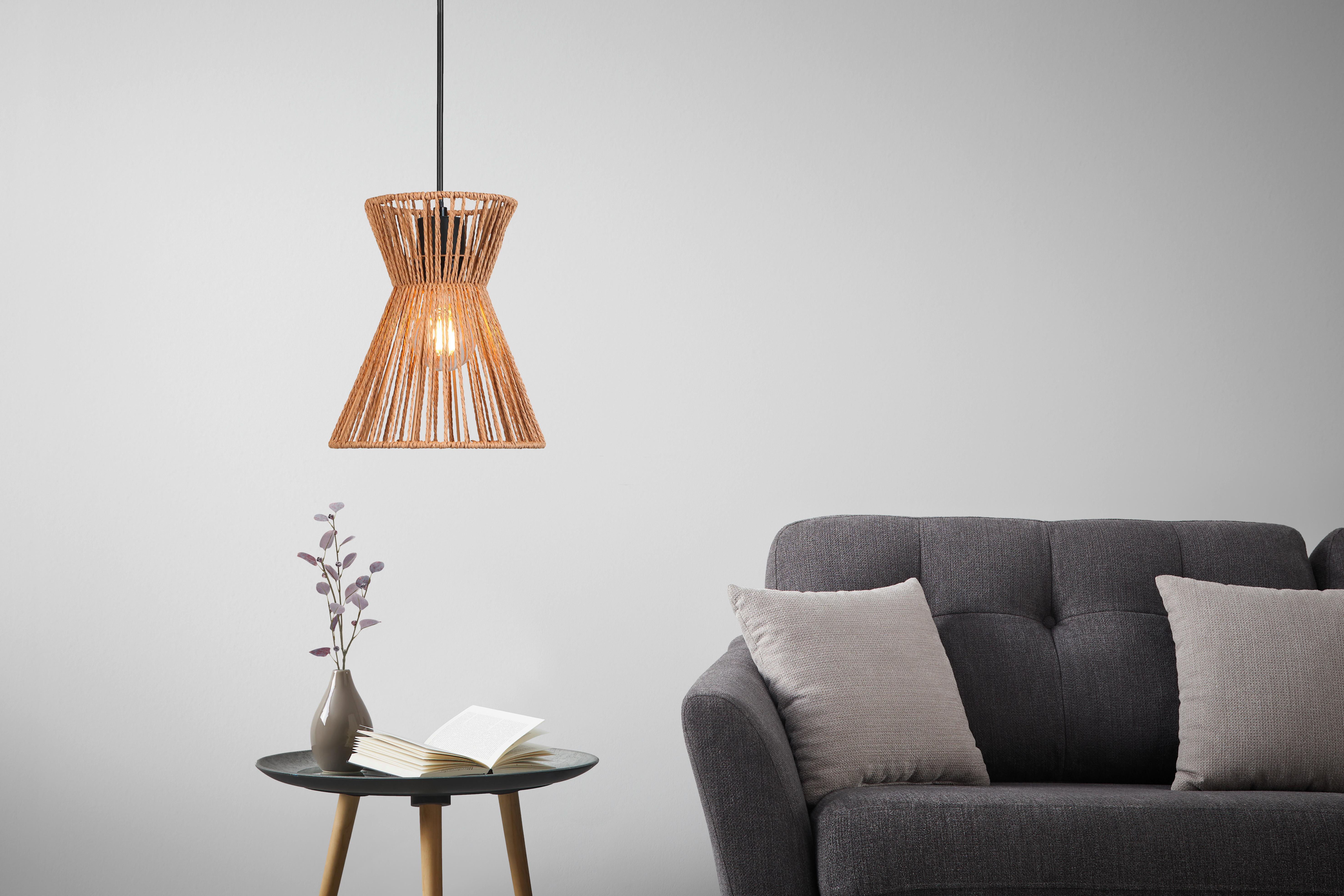Lampă suspendată NATURM - culoare natur/negru, Konventionell, hârtie/metal (20/120cm) - Mömax
