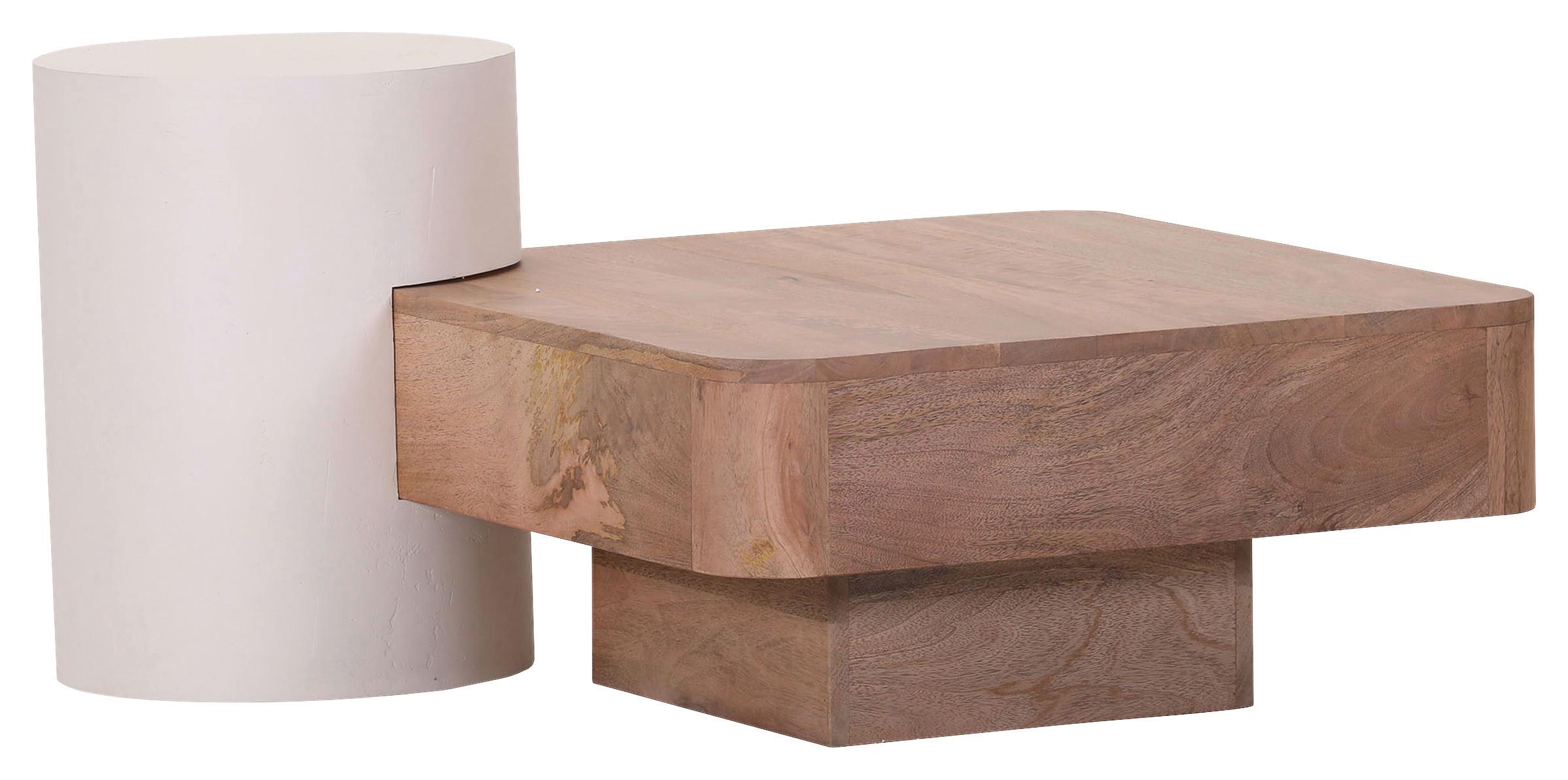 ZESTAW STOLIKÓW KAWOWYCH FLINTSTONE -BEACH CLUB- - kolor naturalny/biały, Design, materiał drewnopochodny/drewno (35-68/35-68/30-46cm) - Landscape