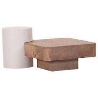 ZESTAW STOLIKÓW KAWOWYCH FLINTSTONE -BEACH CLUB- - kolor naturalny/biały, Design, materiał drewnopochodny/drewno (35-68/35-68/30-46cm) - Landscape