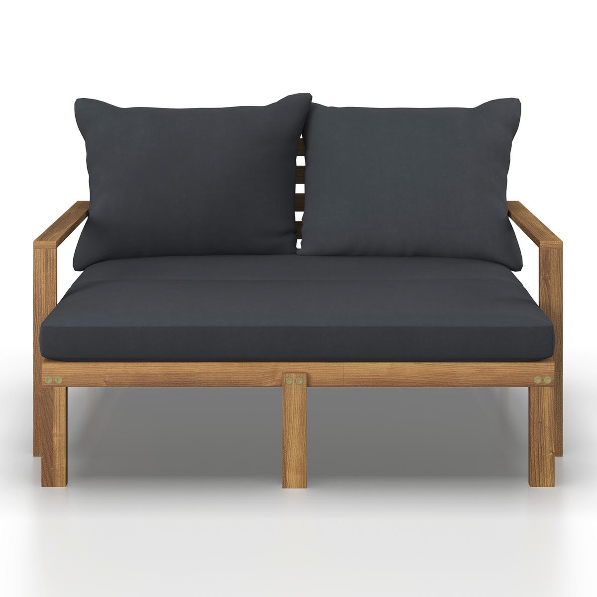 Sonneninsel Pia Dunkelgrau Akazie/Outdoorstoff - Dunkelgrau, MODERN, Holz/Textil (130/75/80-130cm) - Bessagi Garden