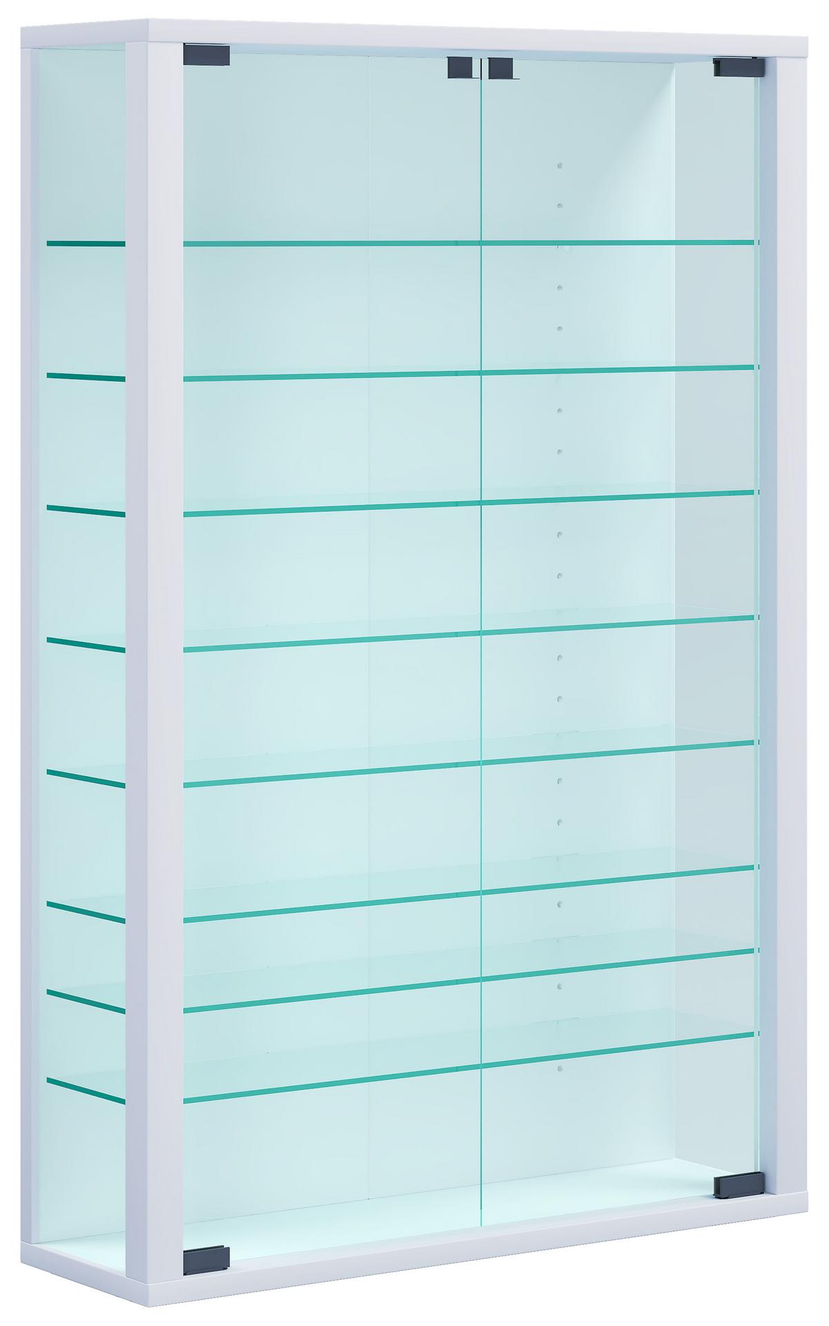 Vitrină Vitrosa Mini - alb, Basics, sticlă/material pe bază de lemn (59/91/18cm) - MID.YOU