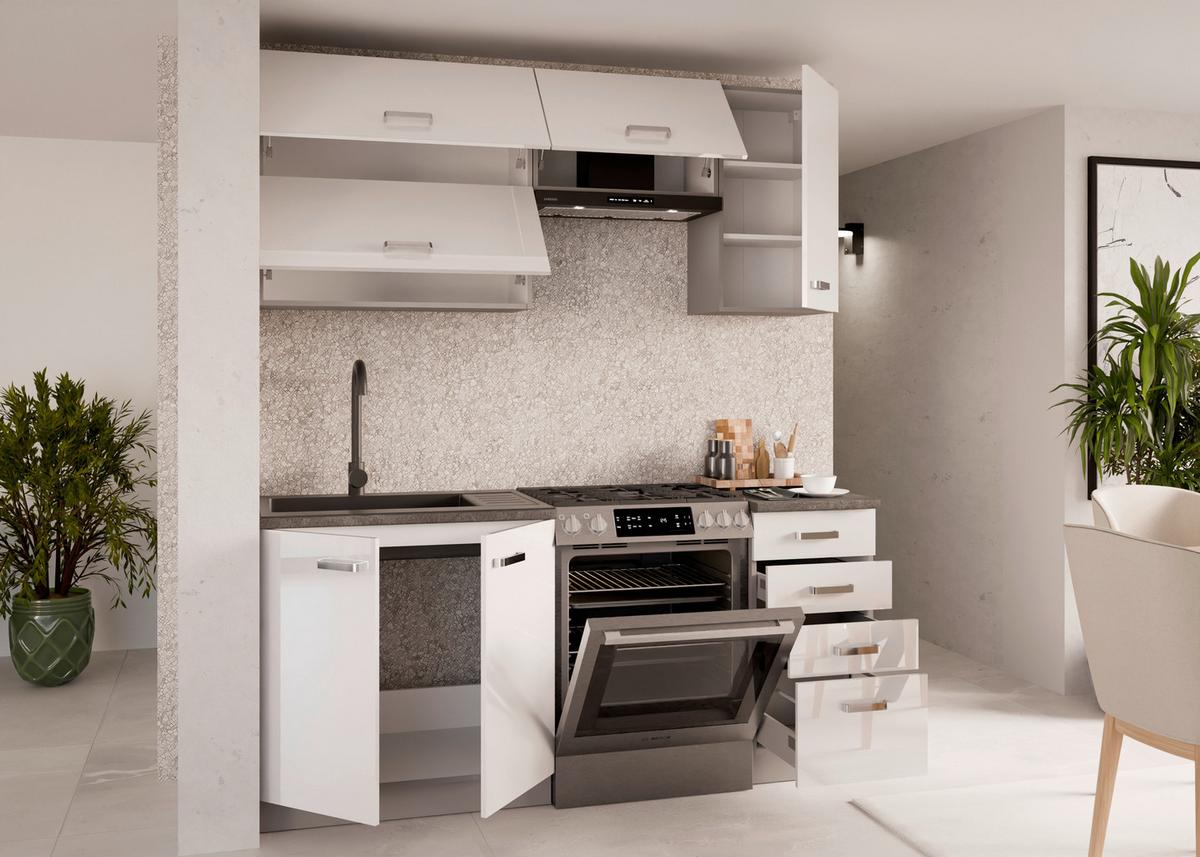 Blok Kuhinja Bianca - boja hroma/siva, Moderno, metal/pločasti materijal (180/214/60cm) - Modern Living
