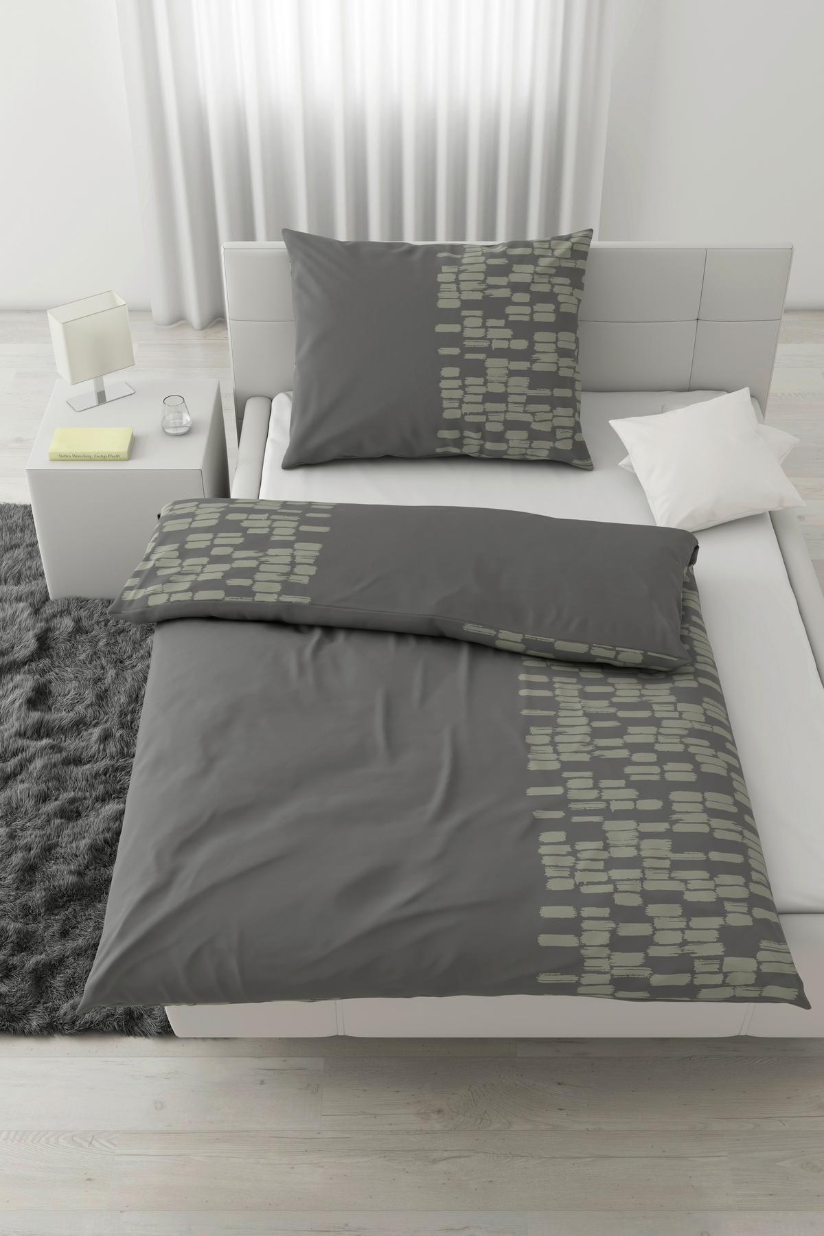 Lenjerie de pat Brush Strokes cca. 140x200/50x70 cm - antracit, textil (140/200cm) - Modern Living