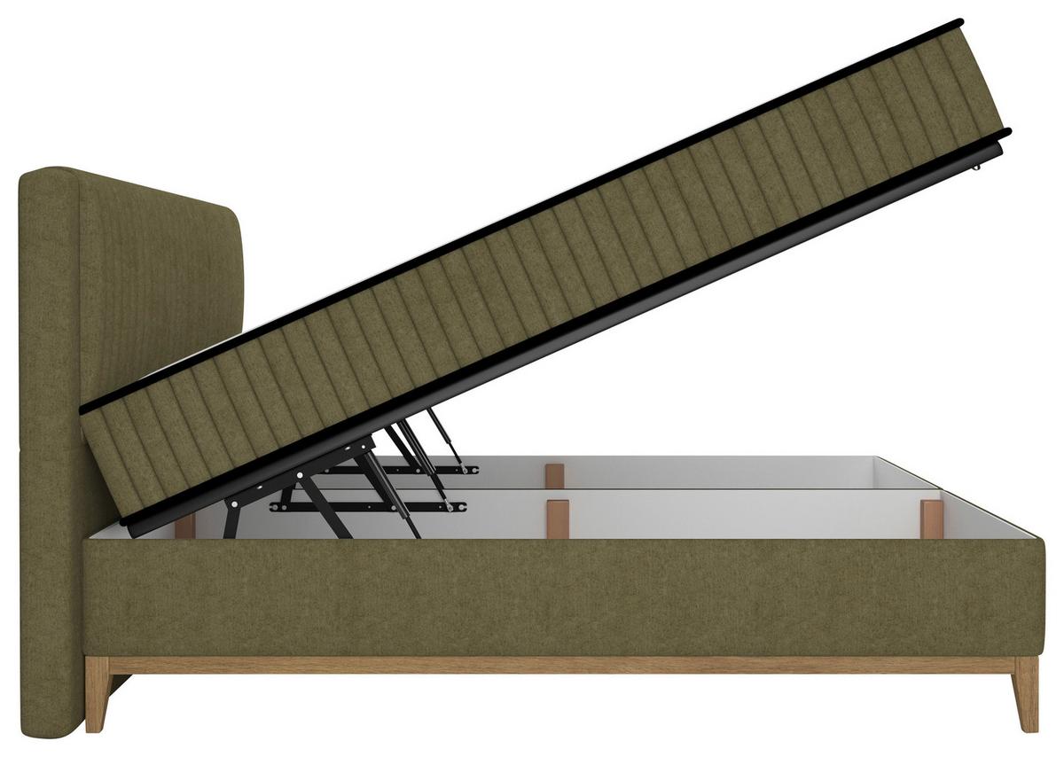 Bett Elena Olivgrün ca. 200x200cm - Olivgrün, KONVENTIONELL, Holz/Holzwerkstoff (200/200cm) - Sembella