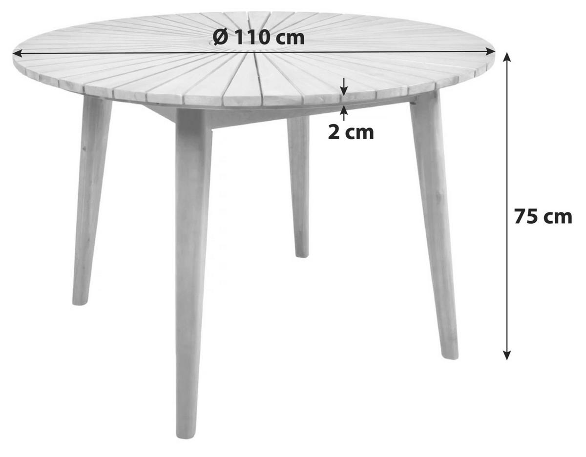 Gartentisch Holz Fremont ca. 110x75 cm geölt - Hellbraun, Basics, Holz (110/110/75cm) - Gardenson