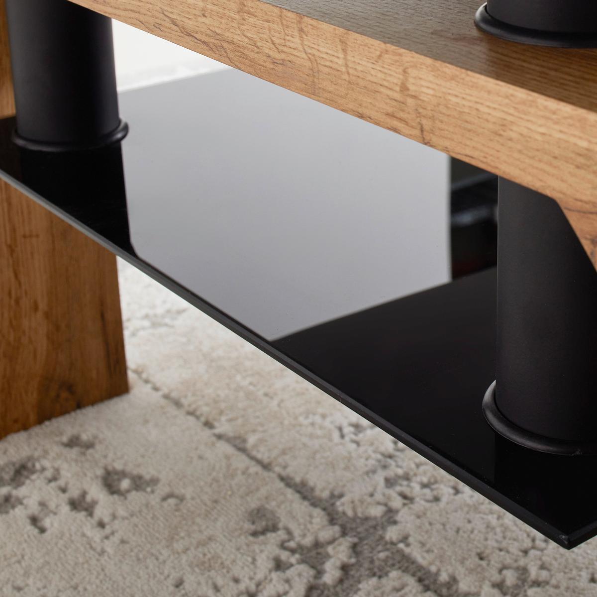 Couchtisch Intro Schwarz/Eichefarben - Eichefarben/Schwarz, MODERN, Glas/Holzwerkstoff (100/60/45cm) - Mömax