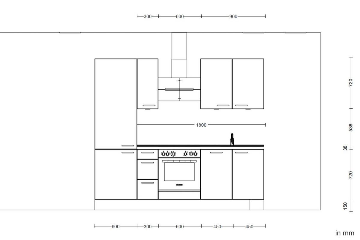 Küchenblock Cascada High m. Geräten Schilfgrün - Schilfgrün/Eichefarben, MODERN, Holzwerkstoff/Metall (240cm) - Nobilia