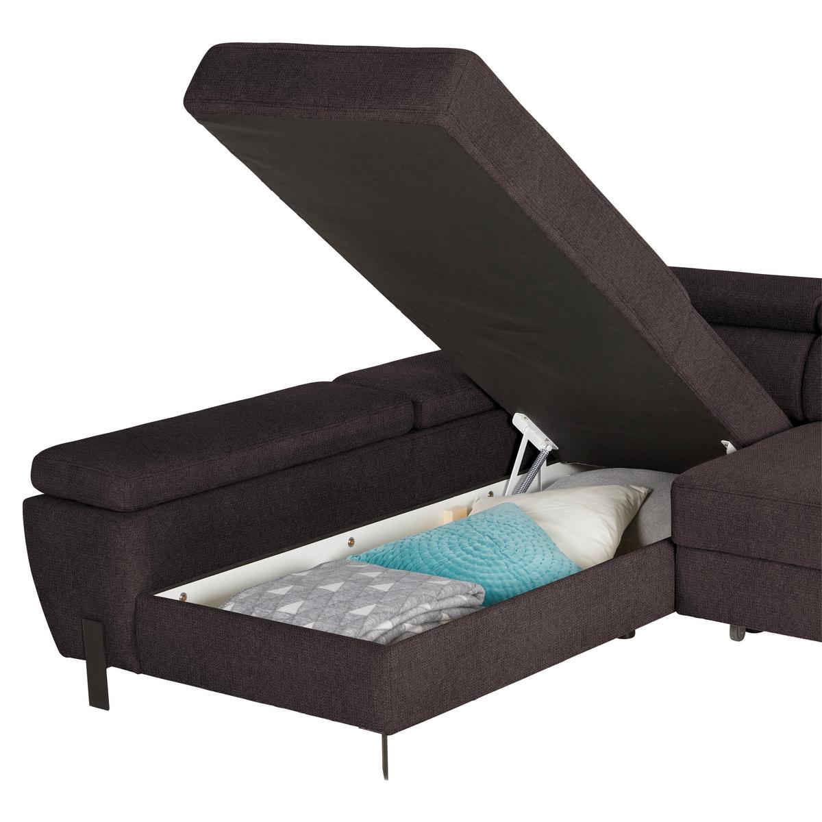 Kutna Garnitura Molina Mini - boje grafita/crna, Moderno, tekstil/metal (189/277cm) - Mömax