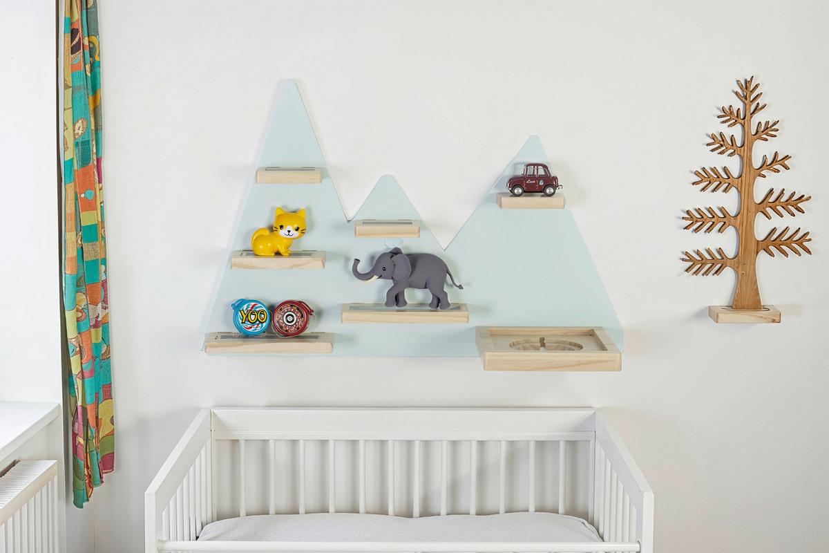 REGAŁ ŚCIENNY BAMBI - kolor naturalny/miętowy, Modern, materiał drewnopochodny/drewno - Ben'n'jen