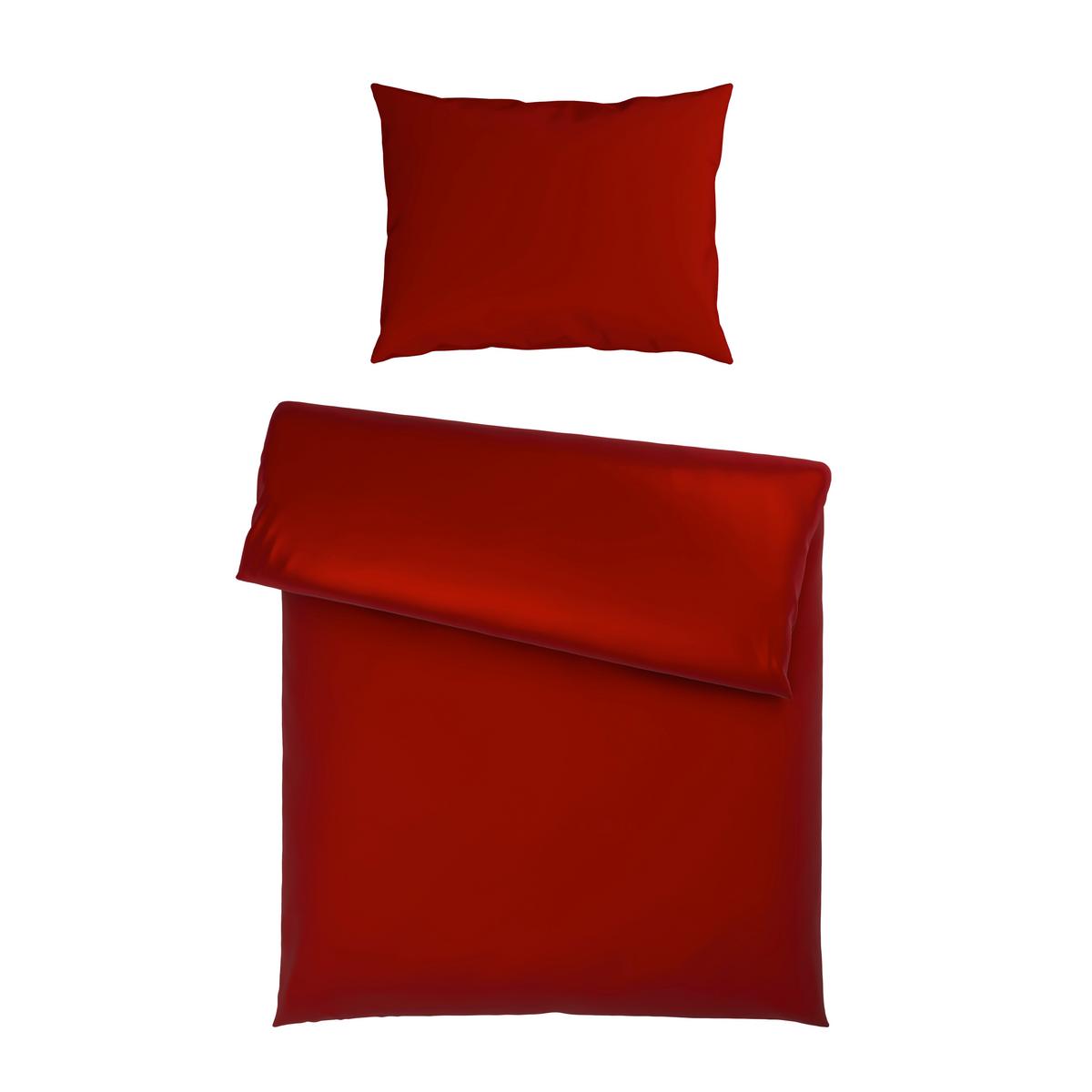 Bettwäsche Xenia Uni Rot ca. 140x200cm - Rot, MODERN, Textil (140/200cm) - Premium Living