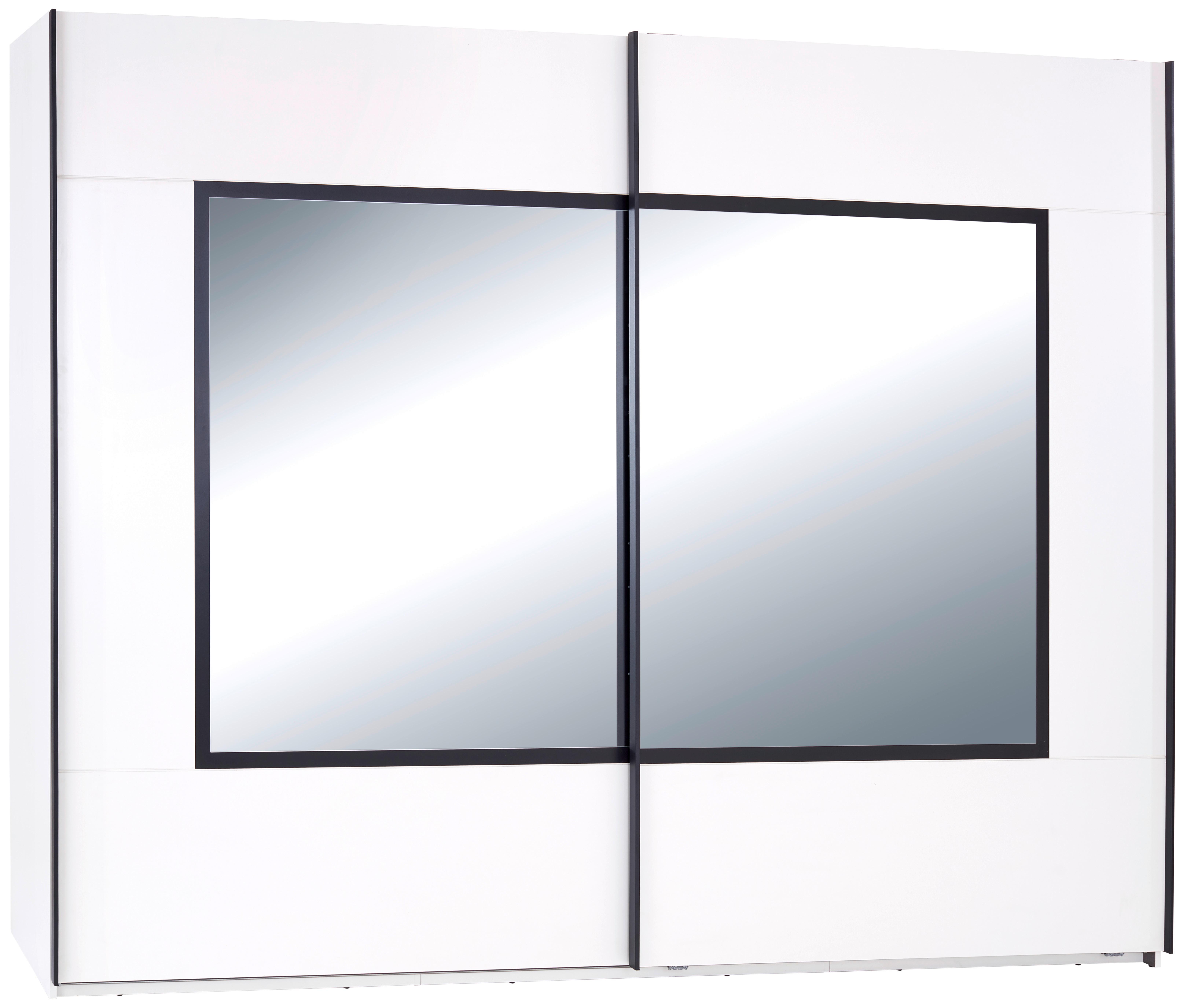 Dulap cu uși culisante Toledo - alb/negru, Modern, sticlă/material pe bază de lemn (270/210/60cm)
