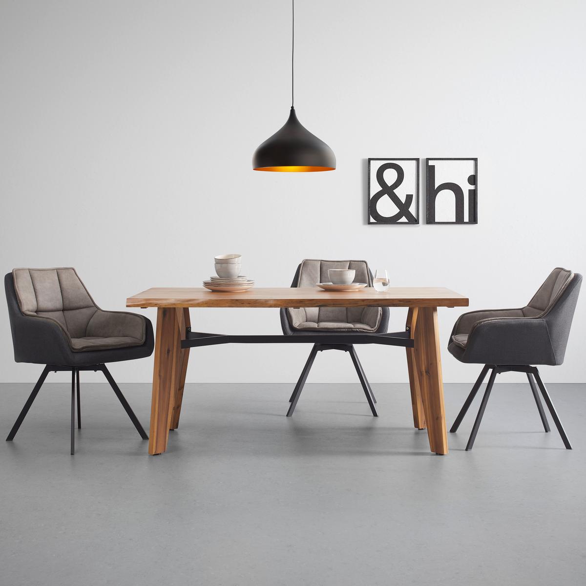 STÓŁ DO JADALNI JASPER - kolor akacjowy/czarny, Modern, metal/drewno (160/90/75cm) - Bessagi Home