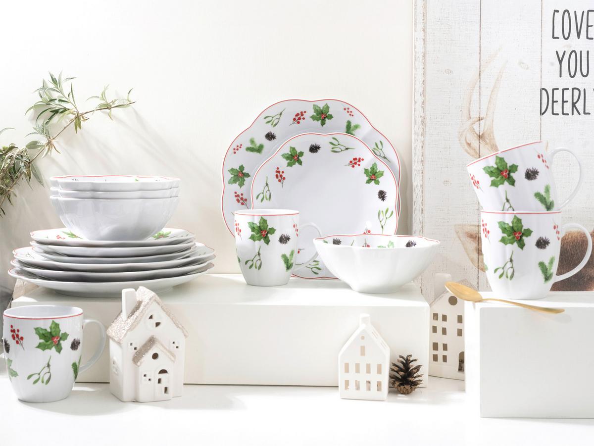 Kaffeeservice Naomi Weihnachten Multicolor, 12-tlg - Multicolor/Weiß, Basics, Keramik - Creatable