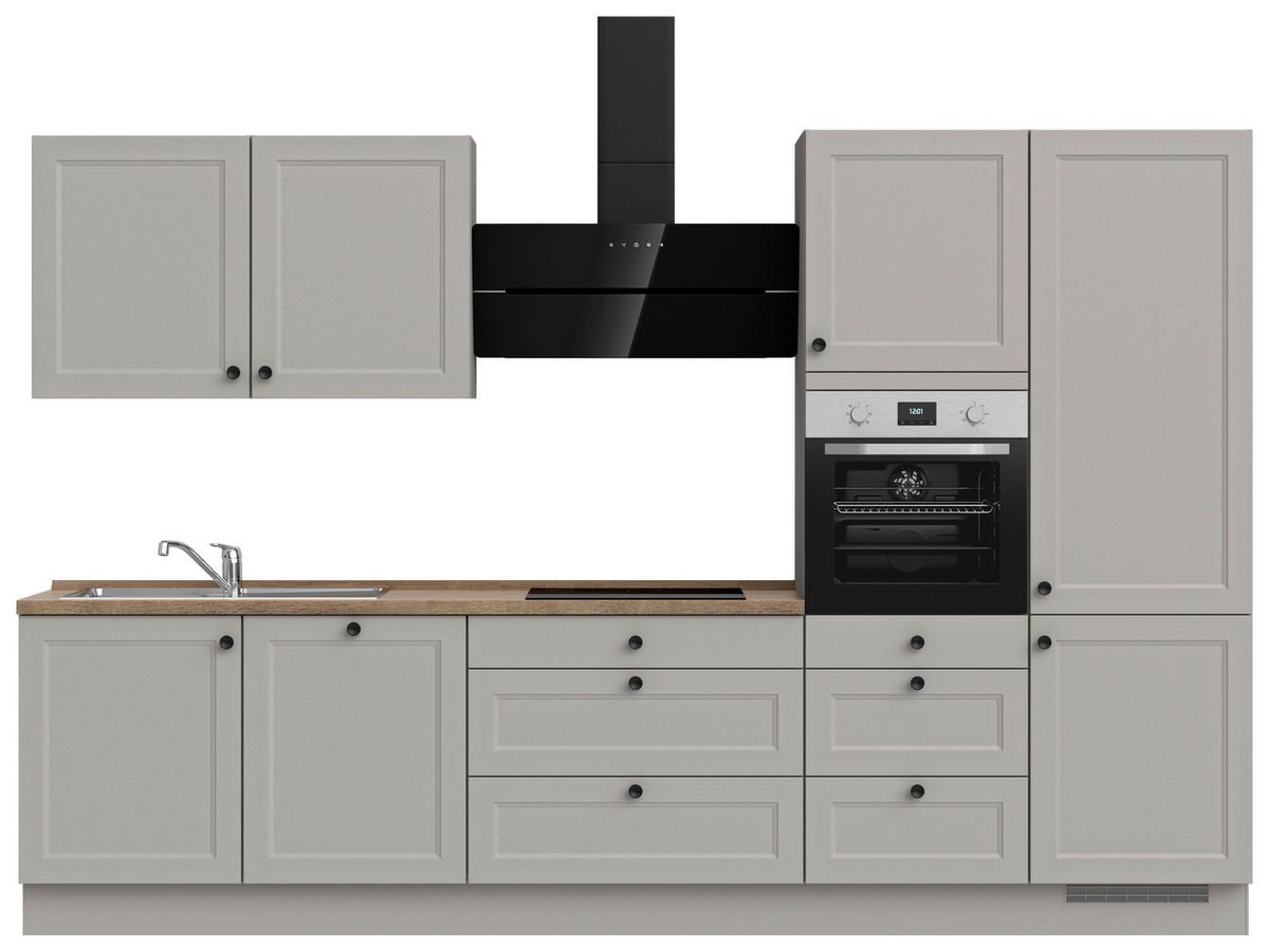 Küchenblock Cascada High m. Geräten Grau - Eiche dunkel/Schwarz, MODERN, Holzwerkstoff/Metall (330cm) - Nobilia