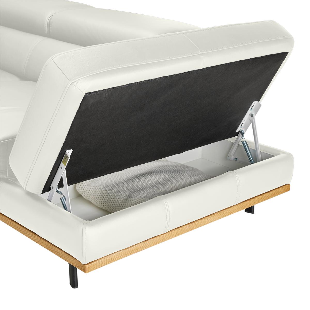 Wohnlandschaft Carmen rechts Weiß - Schwarz/Weiß, MODERN, Leder/Holz (292/72/226cm) - Premium Living