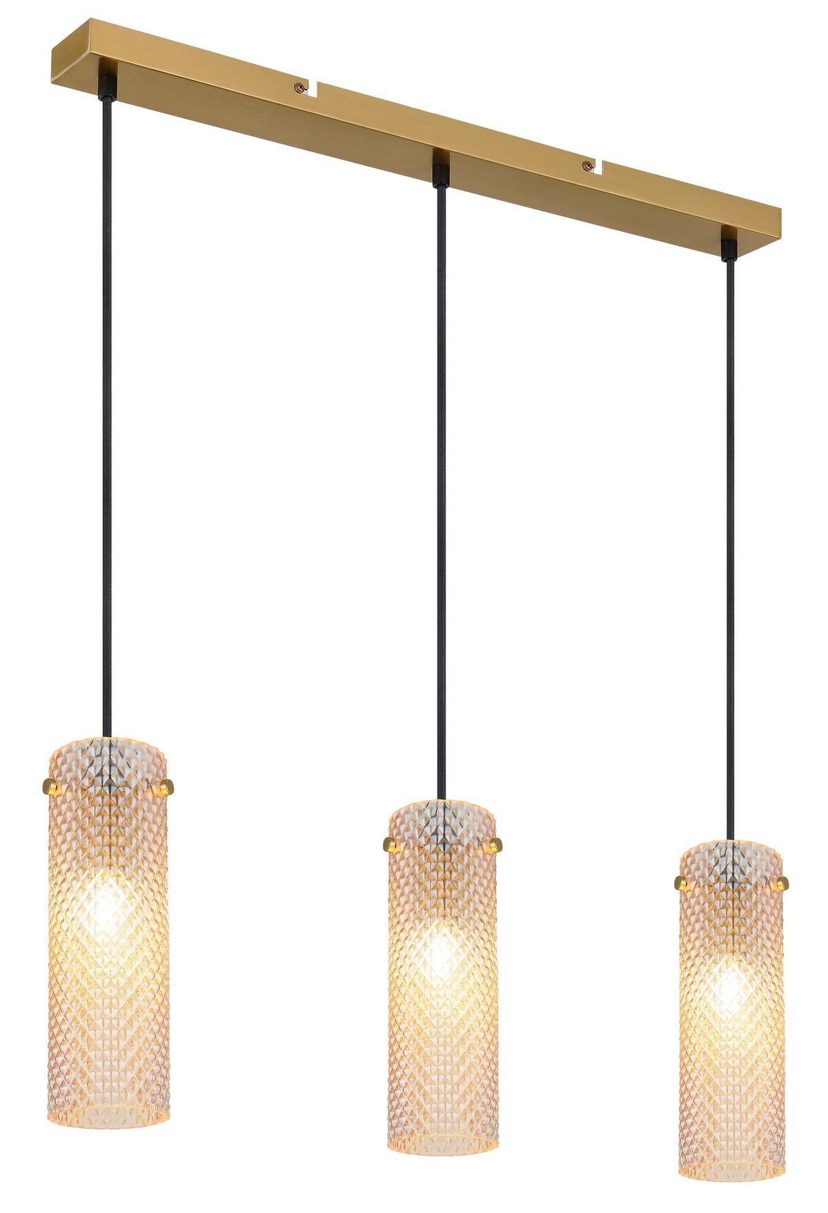 HÄNGELEUCHTE 15775-3H  KAROLO - Goldfarben/Schwarz, Konventionell, Glas/Textil (65/8/120cm) - Globo