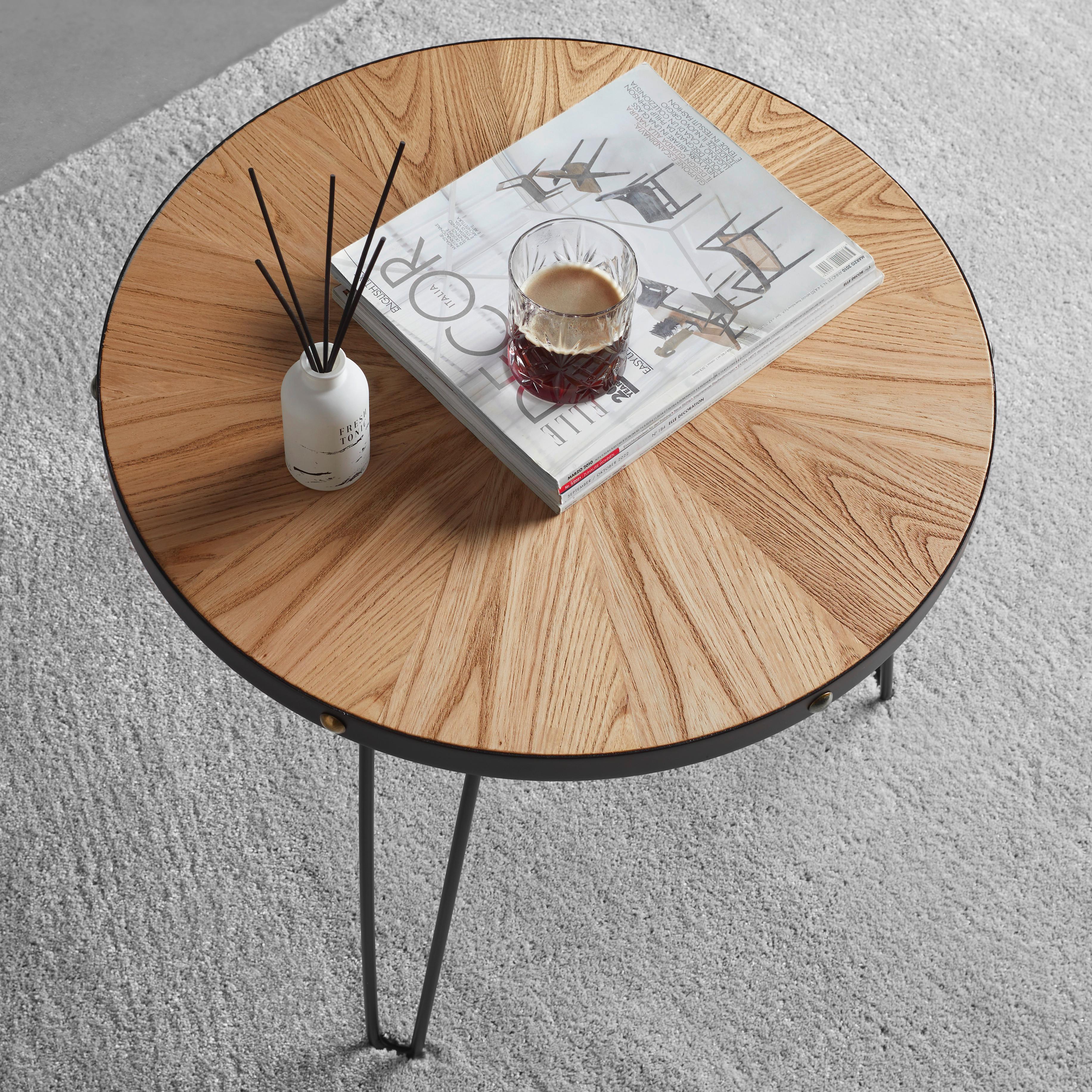 SOFFBORD NOEL - svart/naturfärgad, Romantik / Lanthus, metall/trämaterial (60/51cm) - Mömax