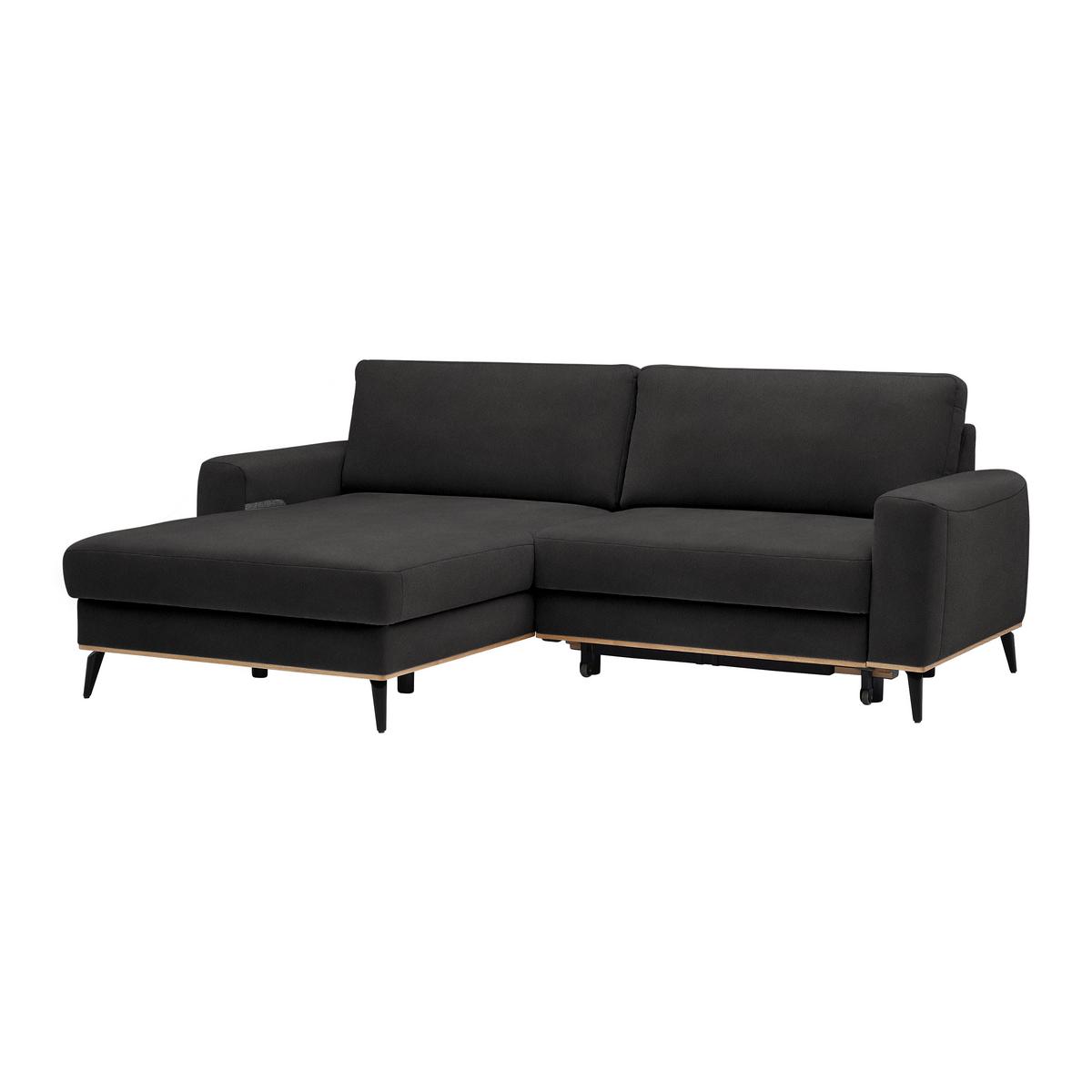 Wohnlandschaft Romeo Dunkelgrau - Dunkelgrau/Schwarz, KONVENTIONELL, Textil/Metall (167/87/234cm) - Zandiara