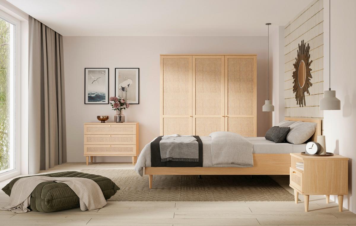 Ormar Calasetta - boje hrasta/zlatne boje, Natur, drvni materijal/metal (164,8/208,1/52,1cm) - Zandiara