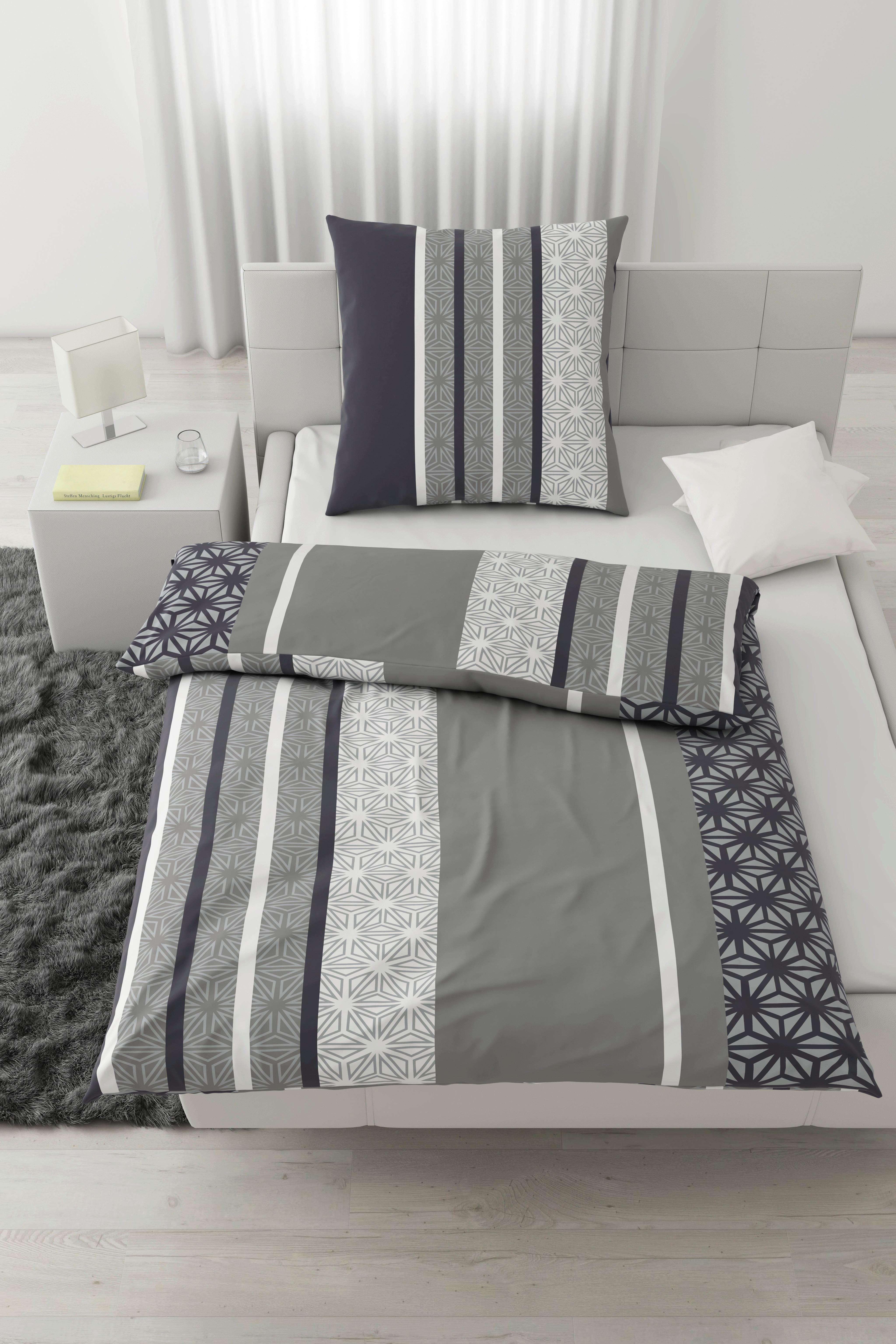 Bettwäsche Sara in Grau ca. 135x200cm - Grau, Textil (135/200cm) - Based