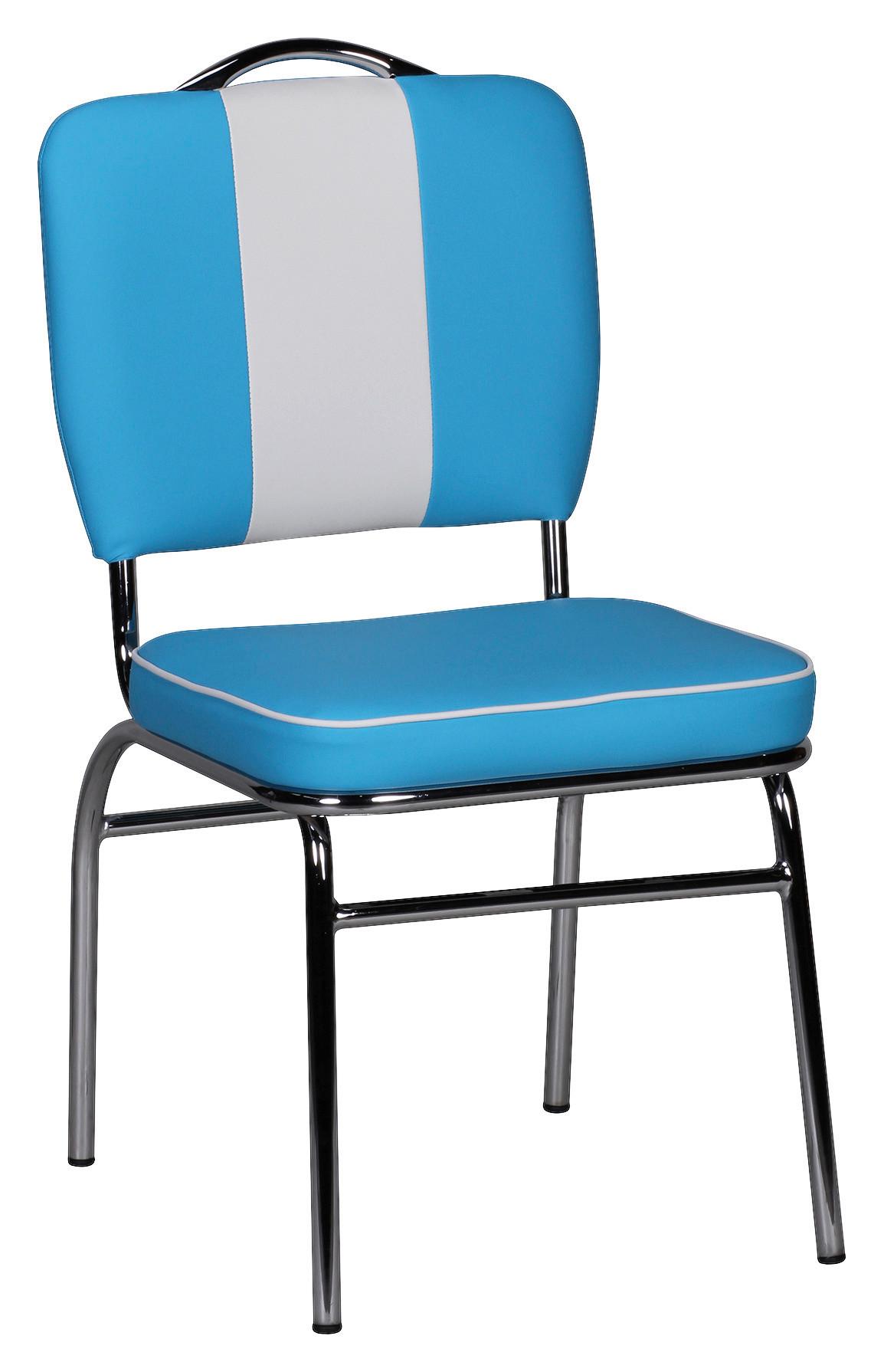 Stol Elivis - modra/srebrne barve, Moderno, kovina/umetna masa (47/90/45cm) - MID.YOU