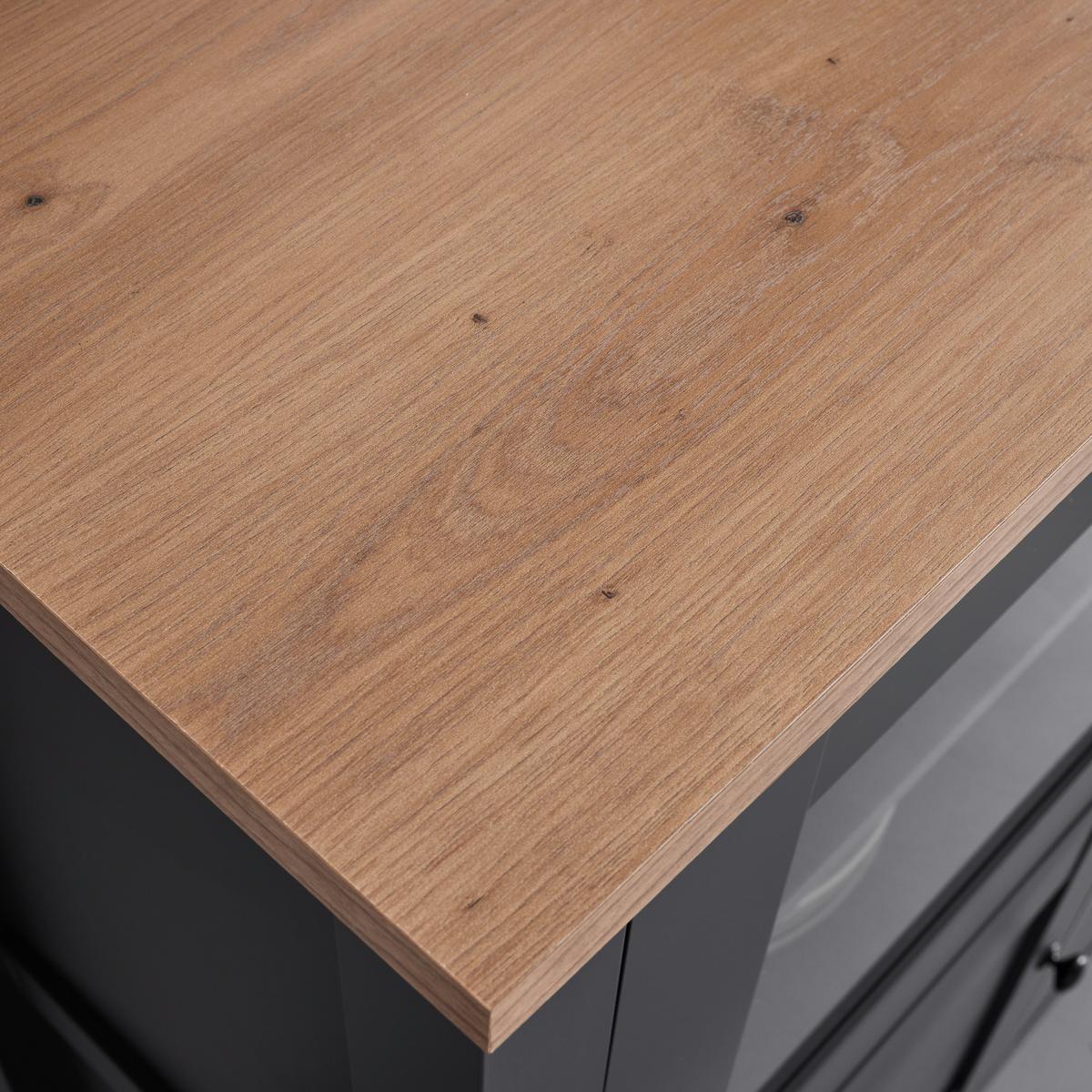 Sideboard Claudio Dunkelgrau/Eiche MDF - Dunkelgrau/Schwarz, MODERN, Glas/Holz (186/126/44cm) - Bessagi Home