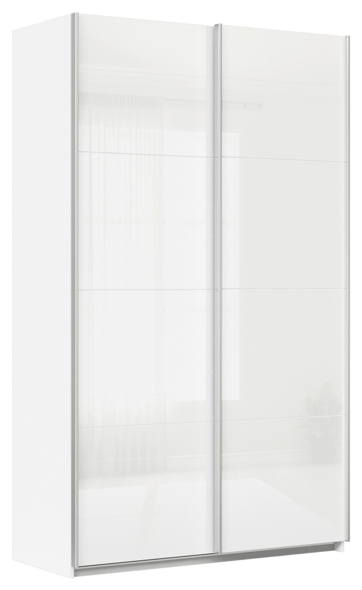 DULAP USI CULISANTE FELDKIRCH - alb/alb lucios intens, Modern, sticlă/material pe bază de lemn (136/229/62cm)