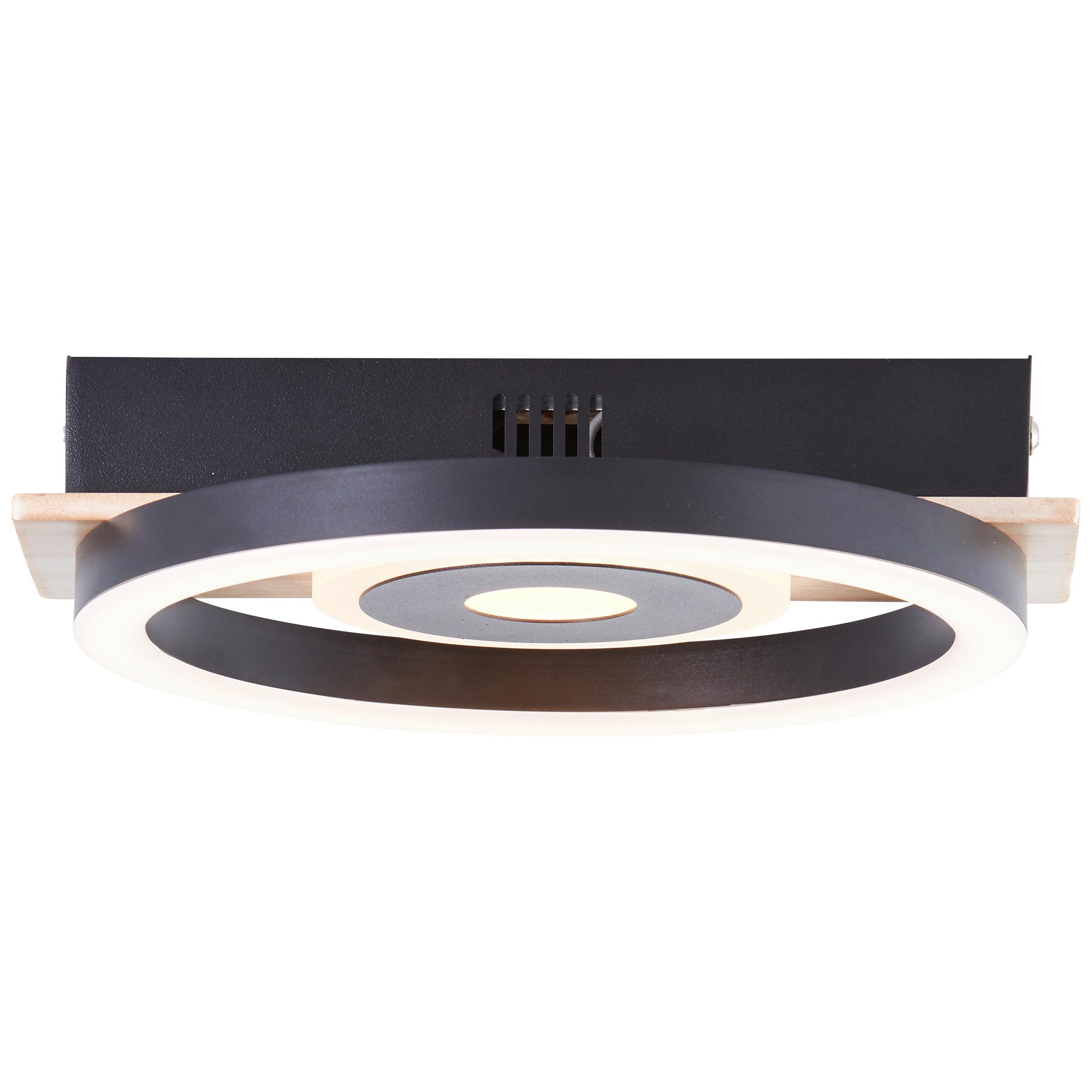 LED-Deckenleuchte Maureen Schwarz/Hellbraun max. 12 Watt - Hellbraun/Schwarz, Basics, Holz/Kunststoff (5,5/22/20cm) - Brilliant