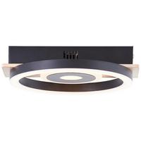 LED-Deckenleuchte Maureen Schwarz/Hellbraun max. 12 Watt - Hellbraun/Schwarz, Basics, Holz/Kunststoff (5,5/22/20cm) - Brilliant