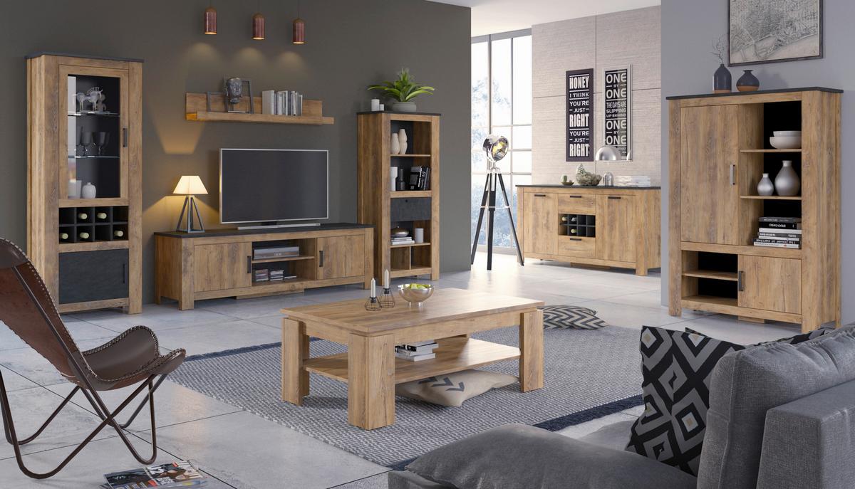 Comodă TV RAPALLO - castaniu, Modern, material pe bază de lemn (189/57,7/48cm) - Modern Living