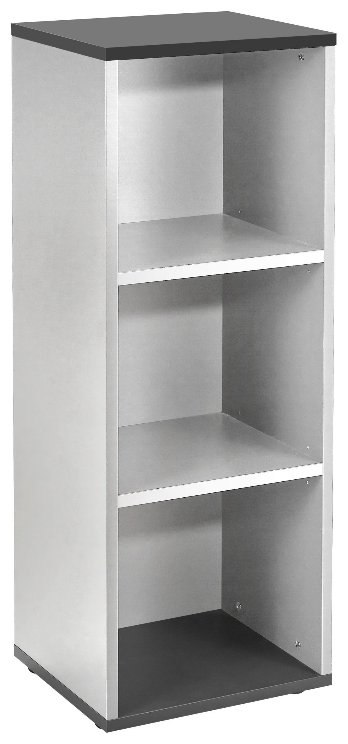 REGAŁ NA DOKUMENTY RENTON - jasnoszary/czarny, Modern, materiał drewnopochodny/tworzywo sztuczne (45/120/40cm) - Novel