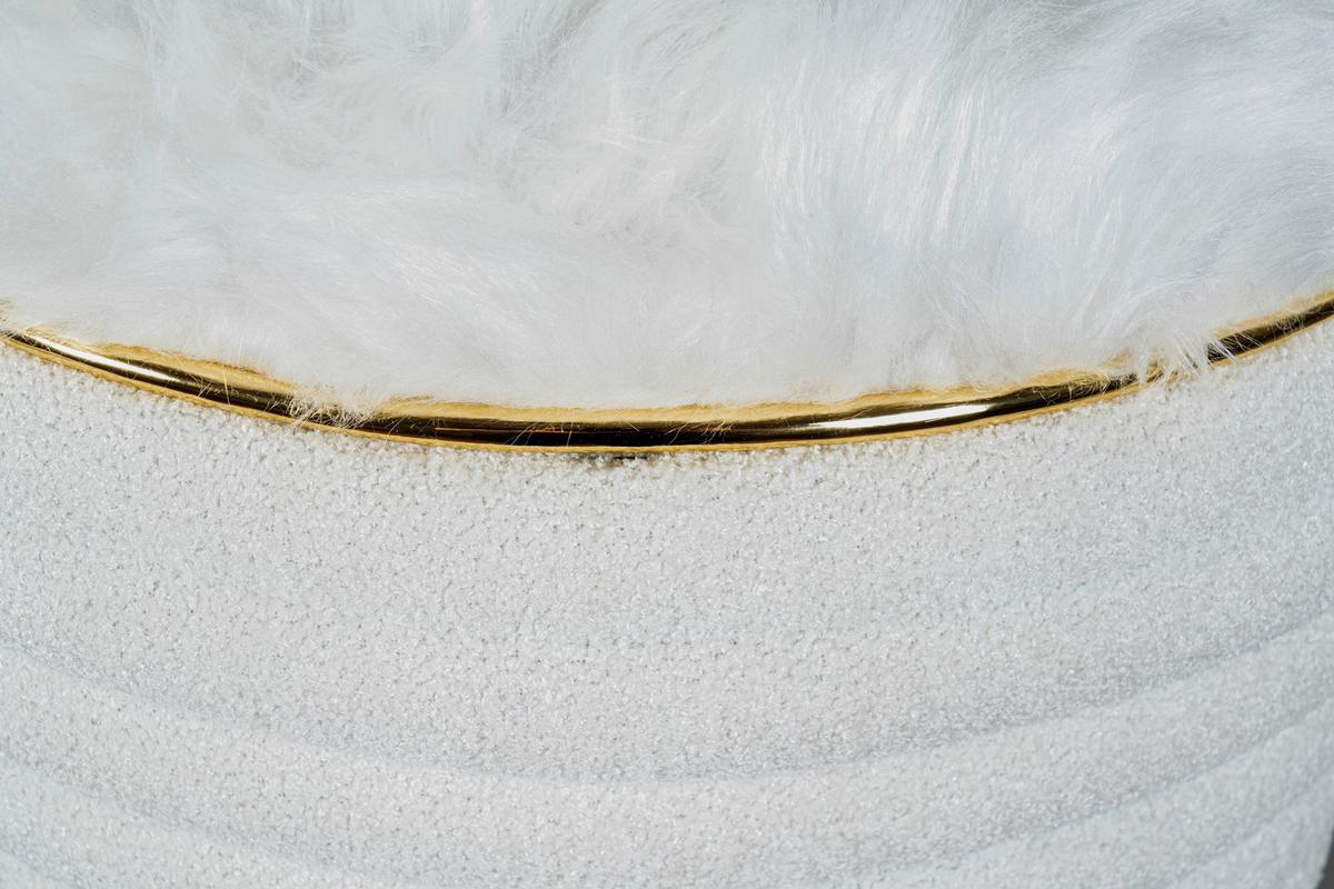 HOCKER DORIC 335 - Weiss/Goldfarben, Design, Textil (42/50cm) - Kayoom