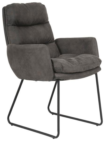 Armlehnstuhl in Grau - Schwarz/Grau, Modern, Holz/Textil (62/90,5/71cm) - Mömax