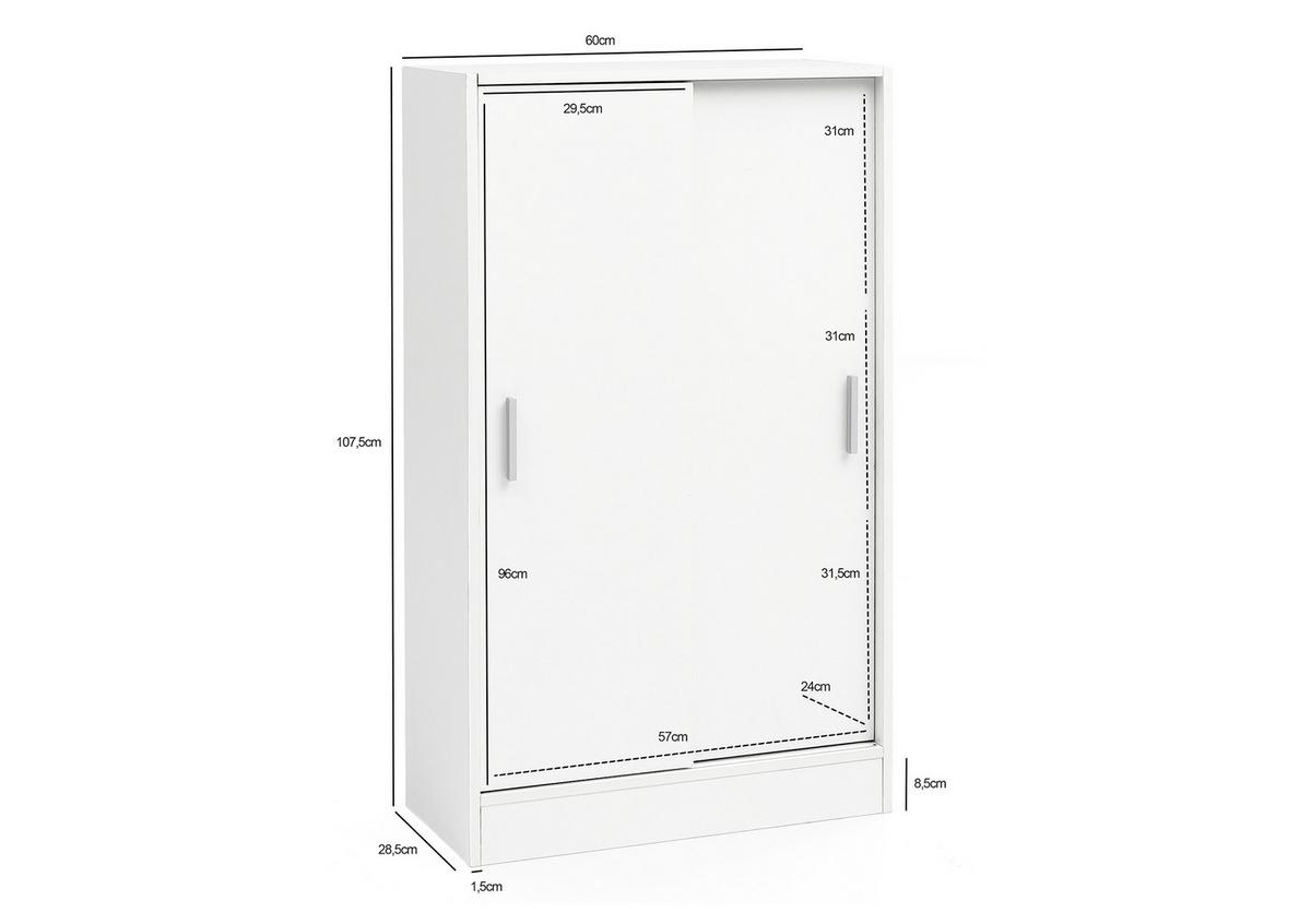 Aktenschrank ca. 60x107,5x28,5 cm Weiß - KONVENTIONELL, Holzwerkstoff (60/107,5/28,5cm) - MID.YOU