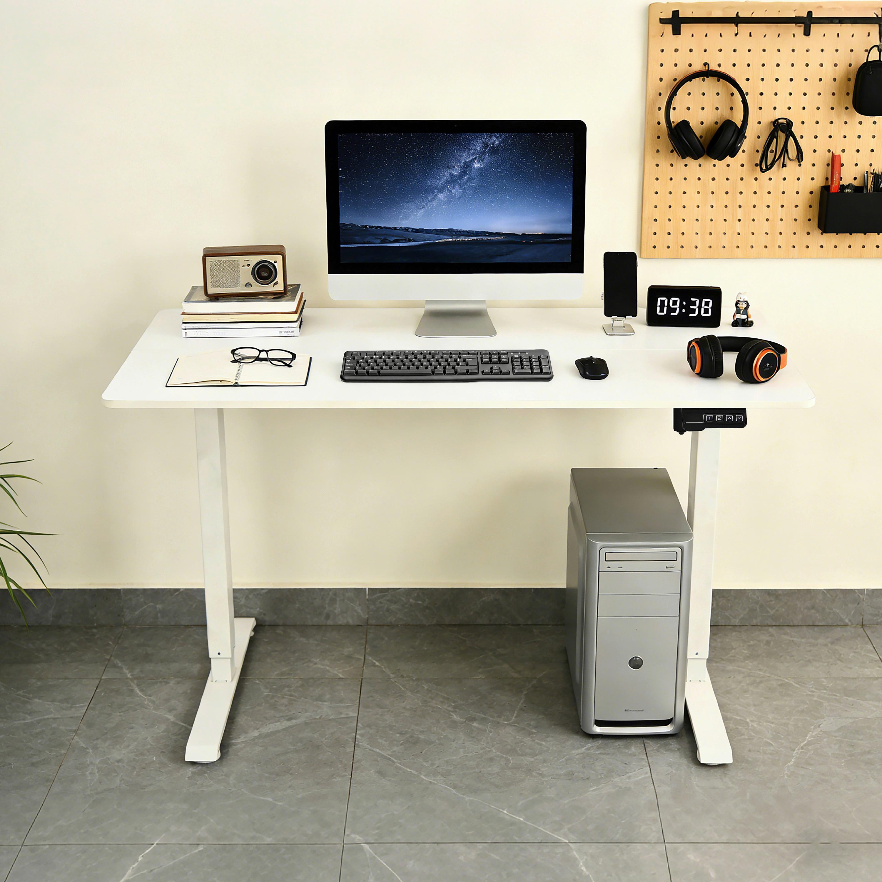SKRIVBORD CHARLIE - vit, Modern, metall/trämaterial (120/60/72-118cm) - Mömax