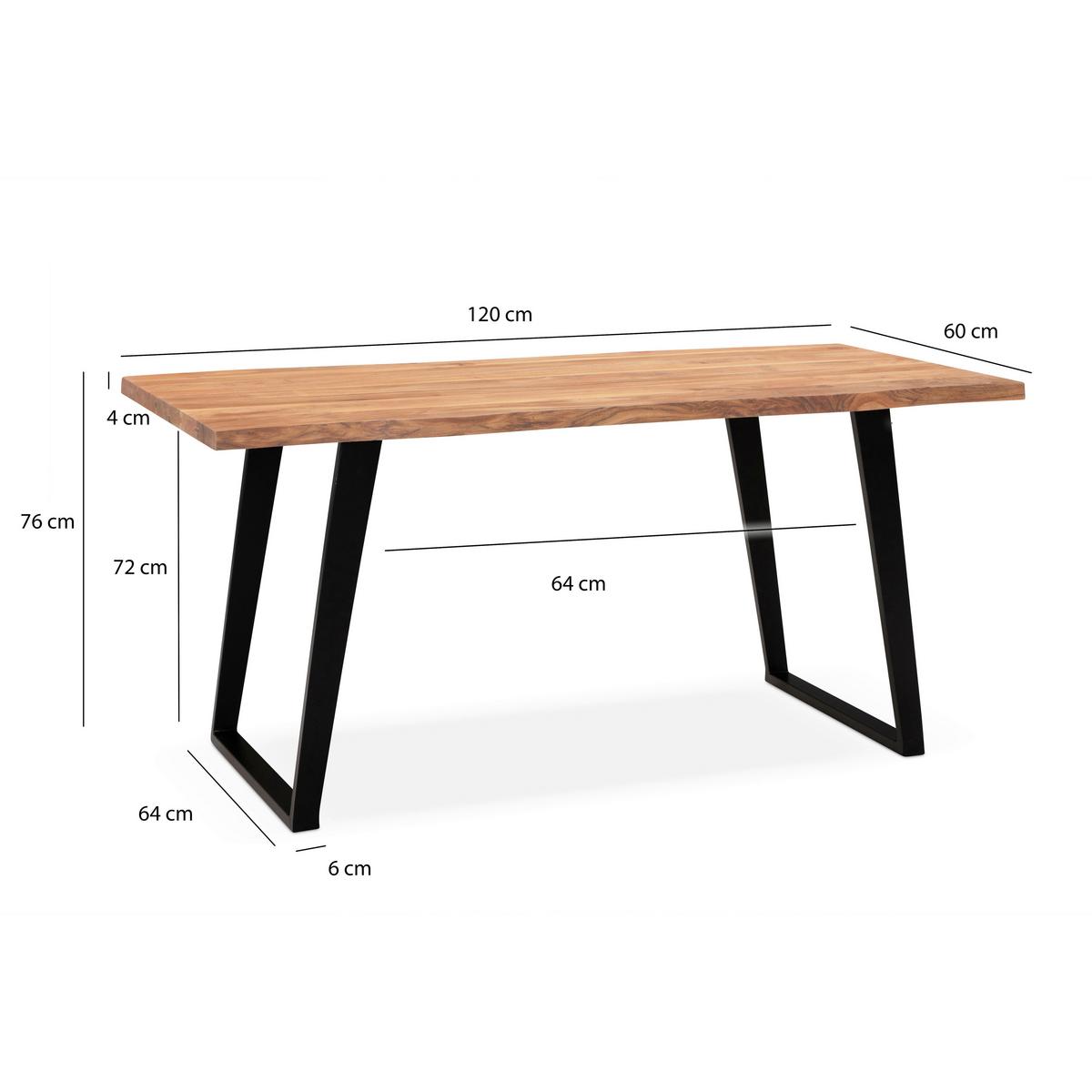 ESSTISCH WL7.256 - Schwarz/Akaziefarben, Modern, Holz/Metall (120/60/76cm) - MID.YOU