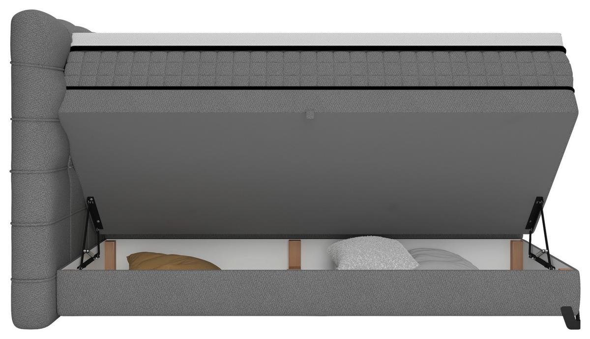 Boxspringbett Carmen C Dunkelgrau ca. 180x200cm - Dunkelgrau, KONVENTIONELL, Holz/Holzwerkstoff (180/200cm) - Premium Living