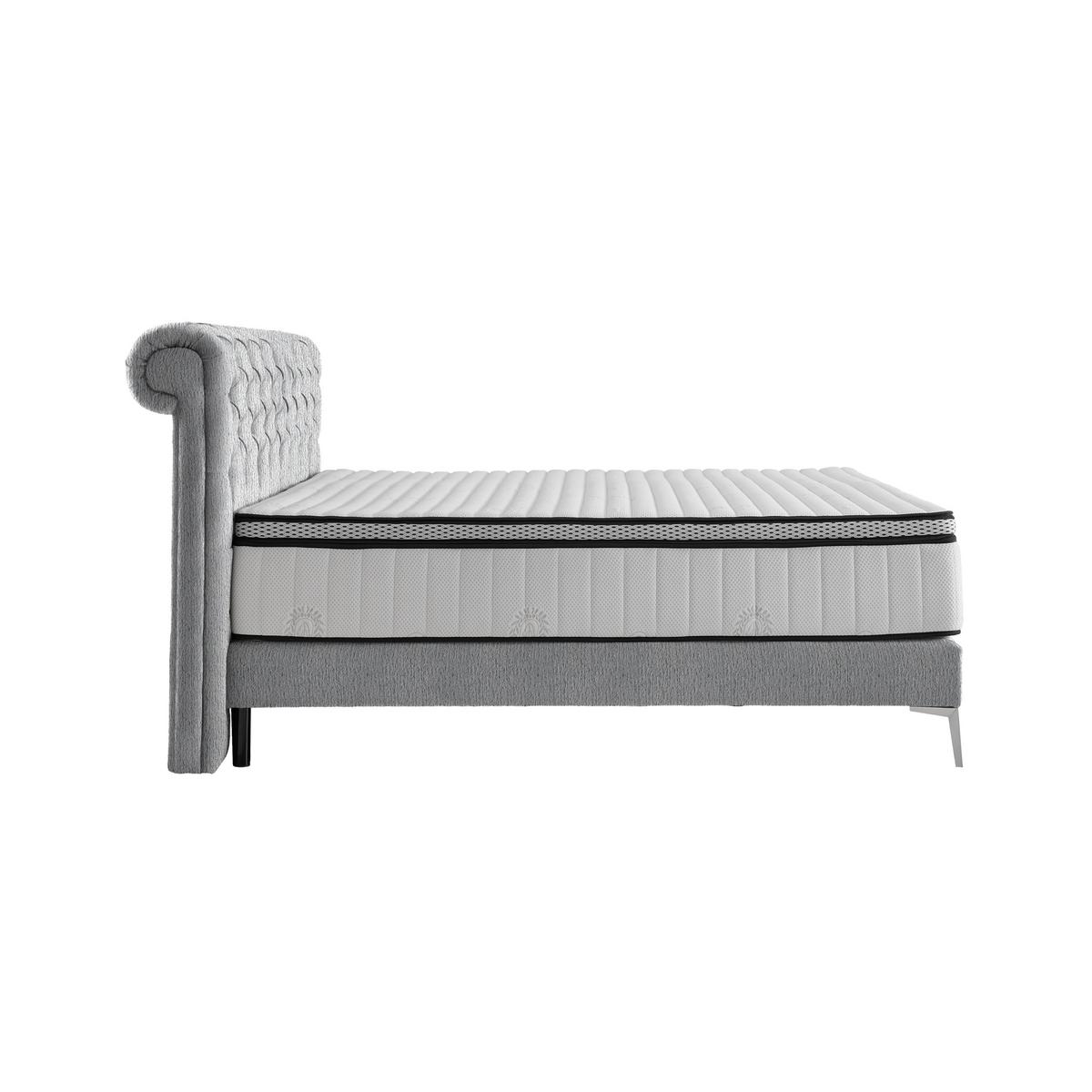 Boxspringbett Queen in Dunkelgrau ca. 160x200cm - Chromfarben/Dunkelgrau, KONVENTIONELL, Textil (160/200cm) - Premium Living