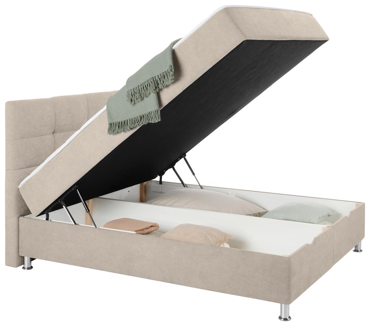 Boxbett Oviedo Beige ca. 160x200cm - Beige, KONVENTIONELL, Textil/Metall (160/200cm) - Based