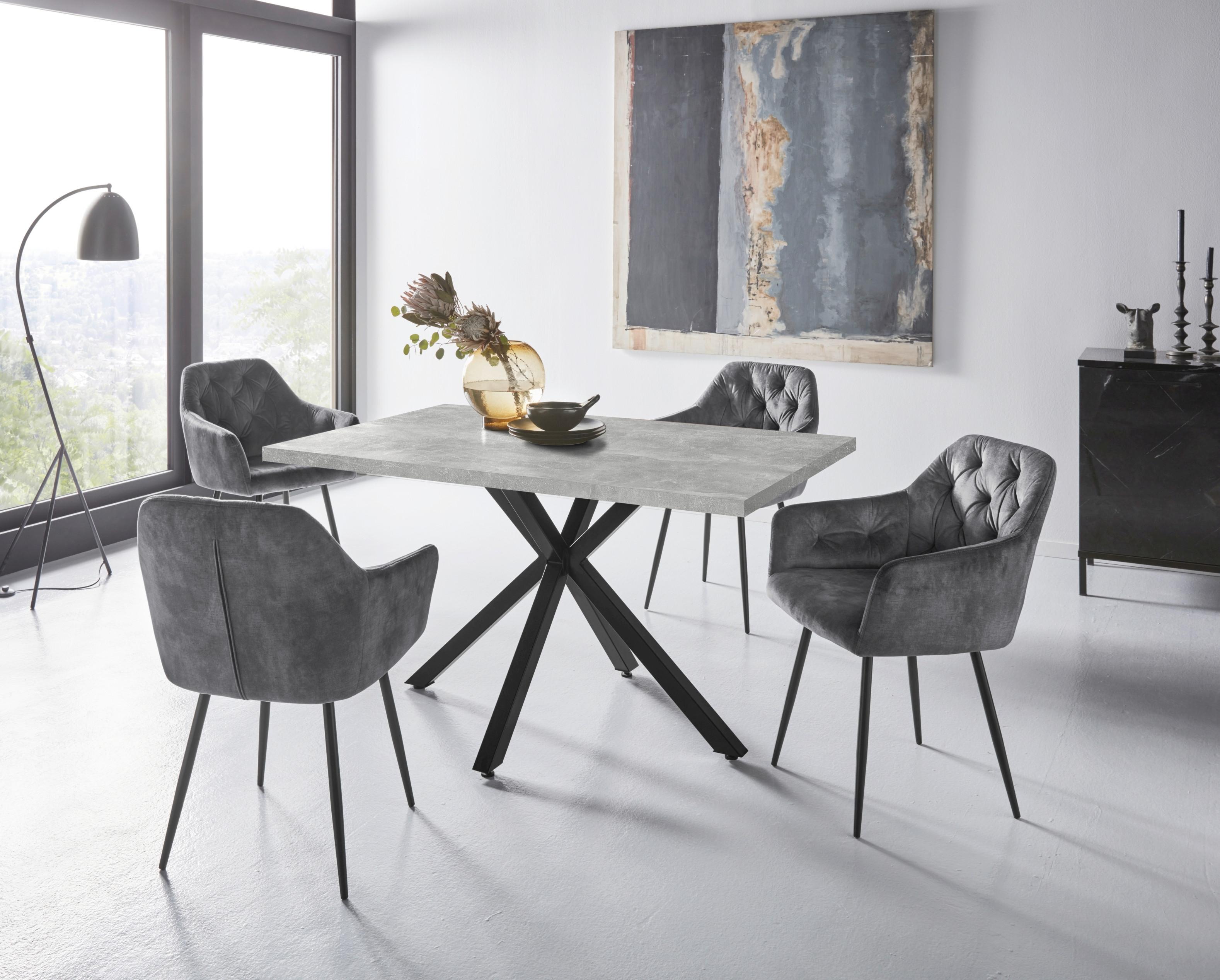 TISCHGRUPPE CLEO II G - Anthrazit, MODERN, Holzwerkstoff/Textil (140/76/90cm) - P & B