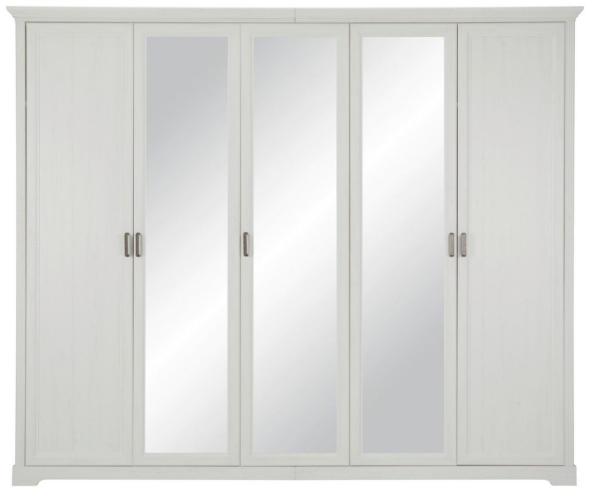 Drehtürenschrank Marilou Weiß - Weiß/Nickelfarben, ROMANTIK / LANDHAUS, Holzwerkstoff/Metall (264/220/64cm) - Zandiara