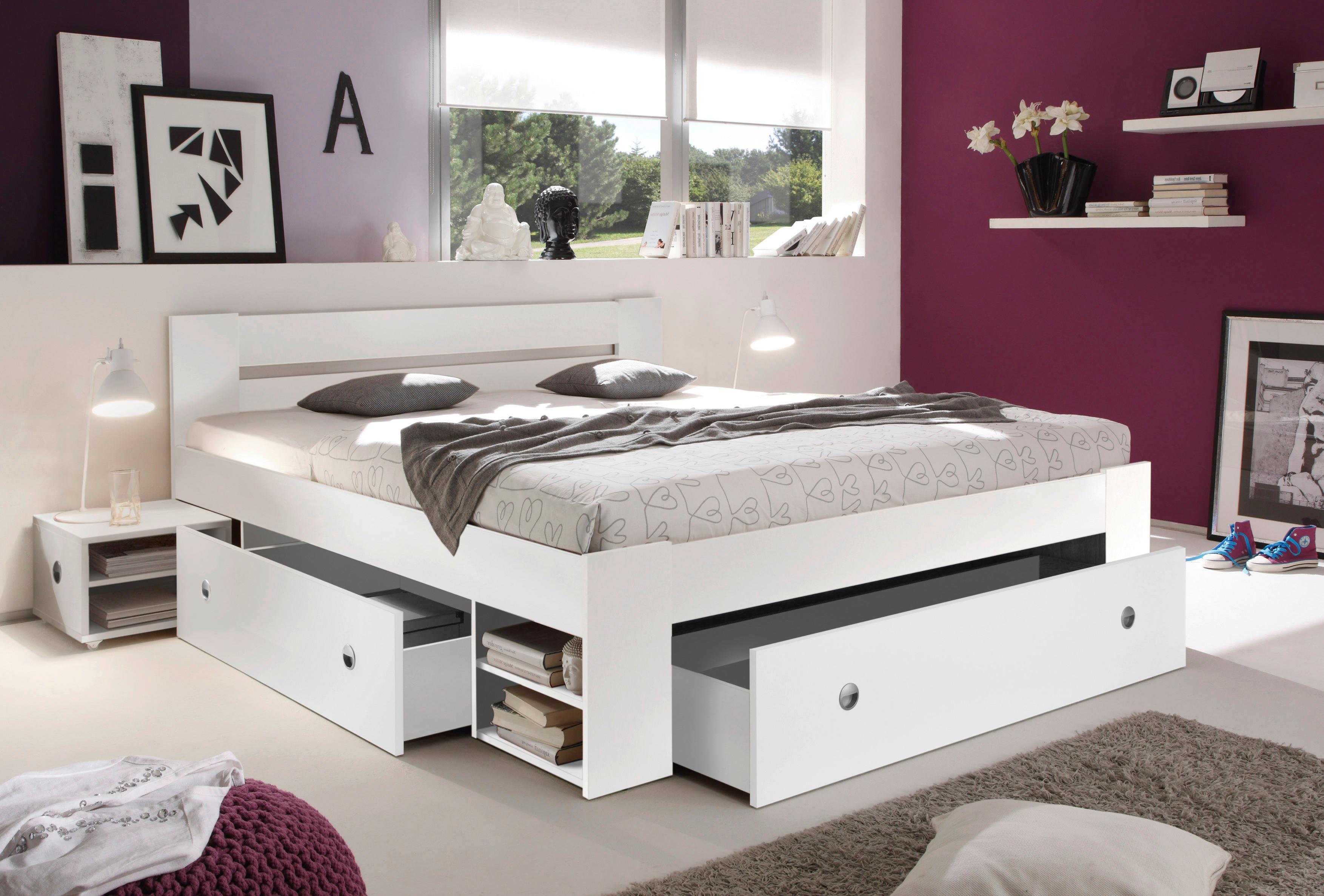 Posteljna Garnitura Stefan, S Predali, 180x200 - bela, Moderno, leseni material (180cm) - MID.YOU