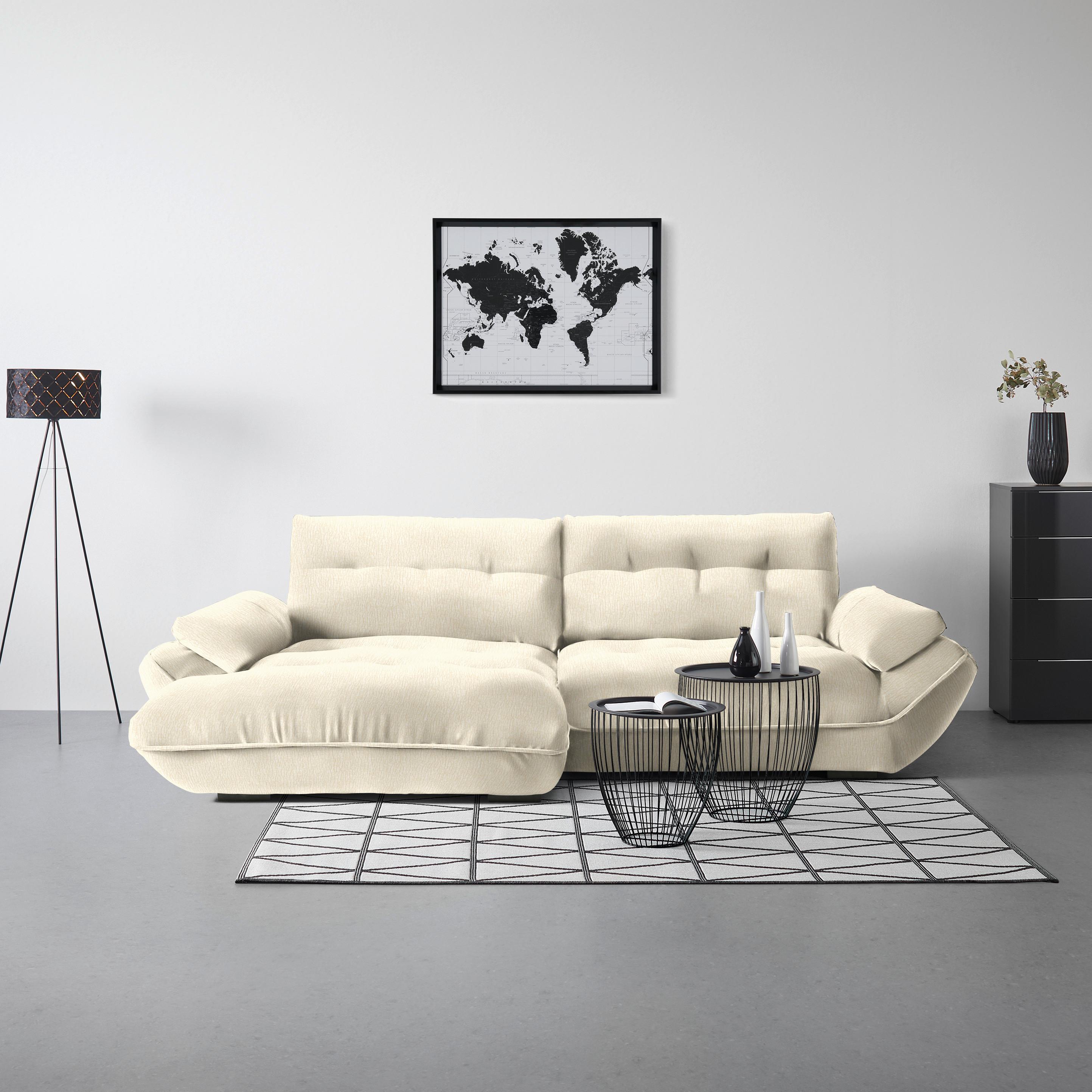 Wohnlandschaft Vivo Creme - Creme/Schwarz, MODERN, Kunststoff/Textil (179/63/317cm) - Premium Living