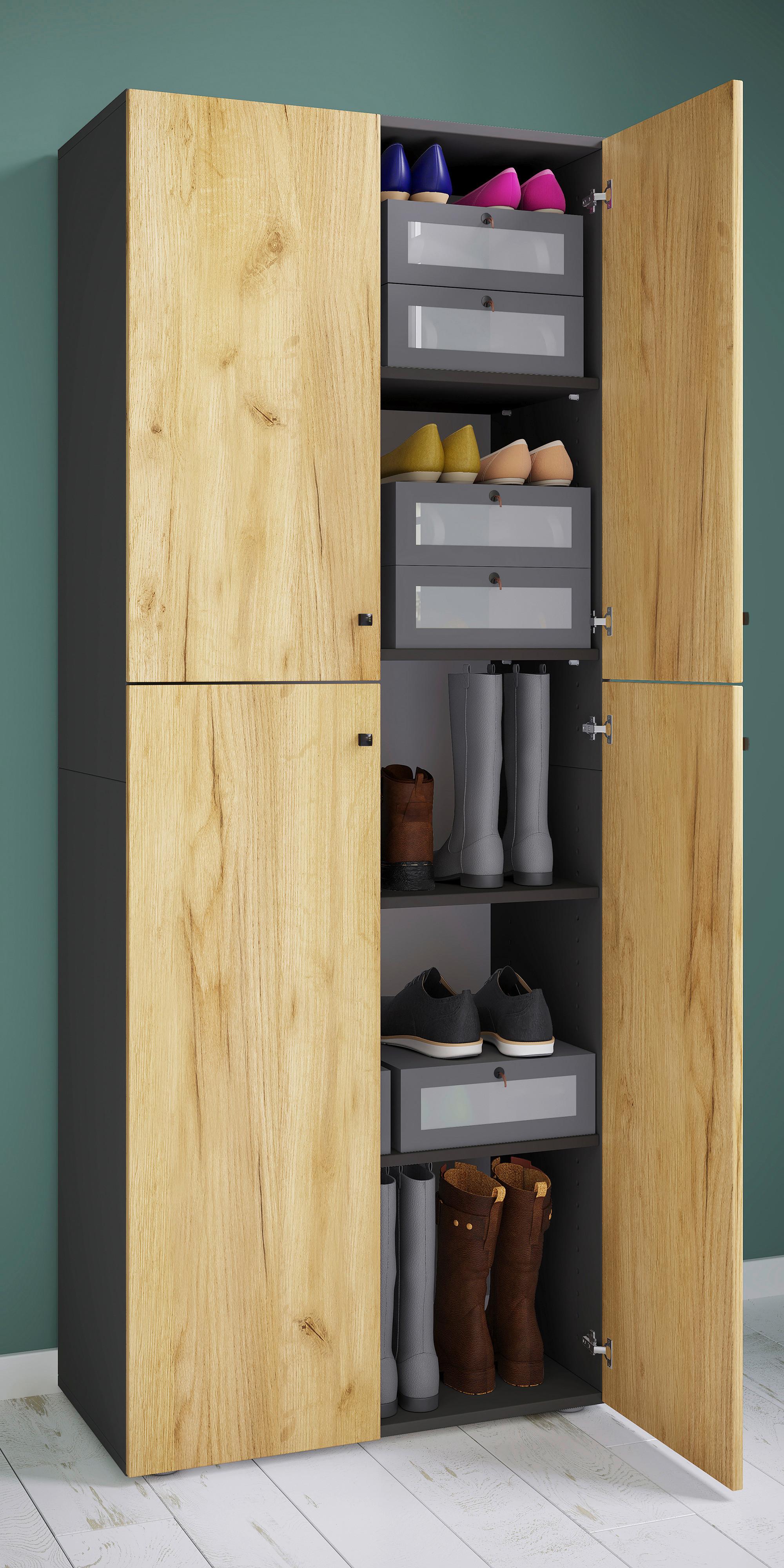 KLEIDERSCHRANK LONA XXL 5 DT - Honigeiche/Anthrazit, Design, Holzwerkstoff/Kunststoff (70/182/39cm) - MID.YOU