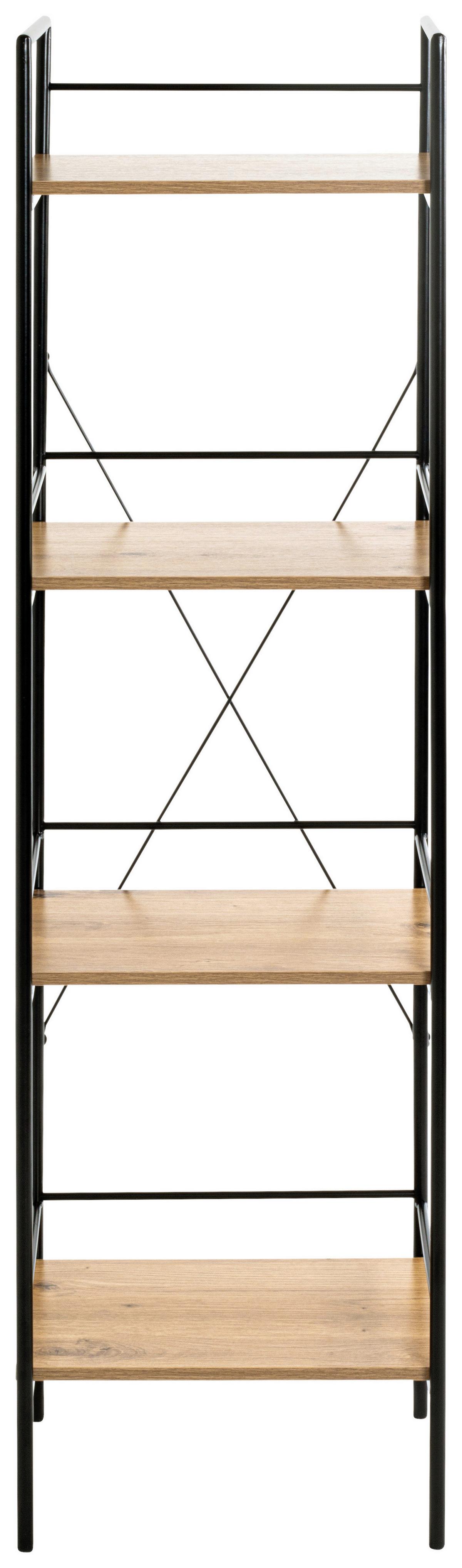 Regal Mosel 3 Schwarz/Eichefarben - Eichefarben/Schwarz, MODERN, Holzwerkstoff/Metall (34/130/27cm) - Mömax