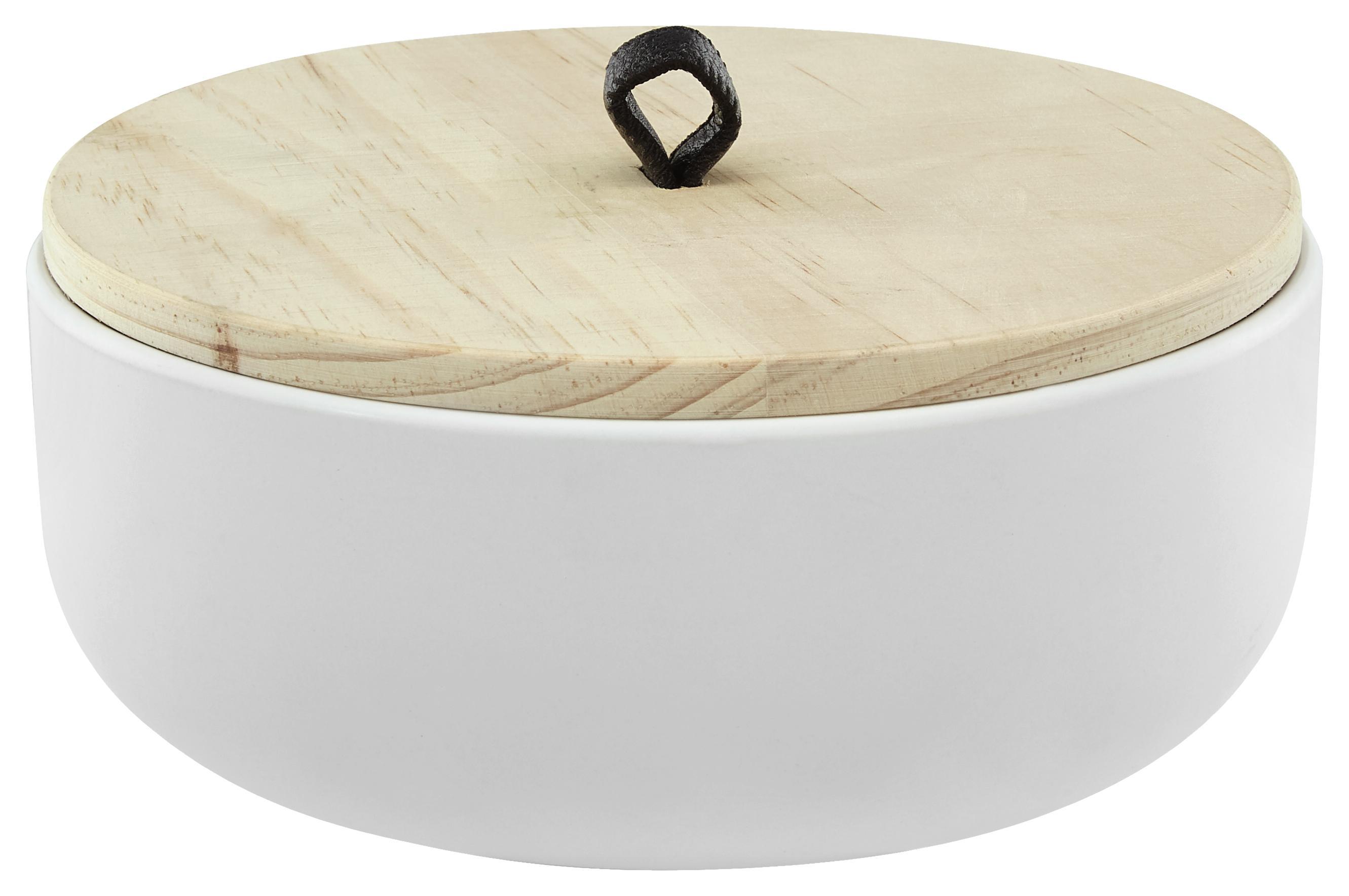 Dekobox Sherine Weiß - Weiß, LIFESTYLE, Keramik/Holzwerkstoff (18/7.5cm)