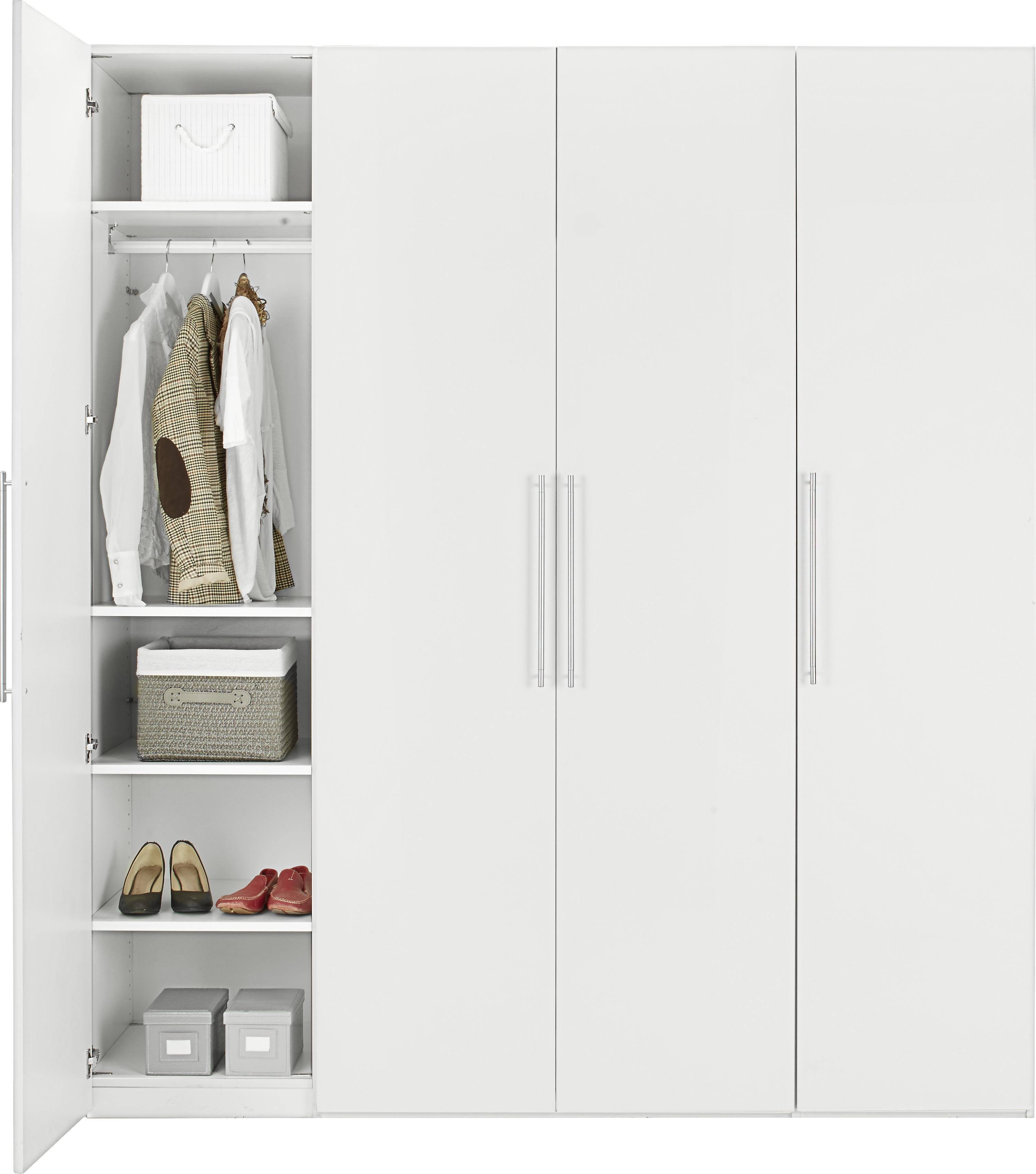 GARDEROB MED GÅNGJÄRNSDÖRRAR GLOSSY -TOP- - vit/kromfärg, Modern, metall/trämaterial (196/219/60cm) - Mömax