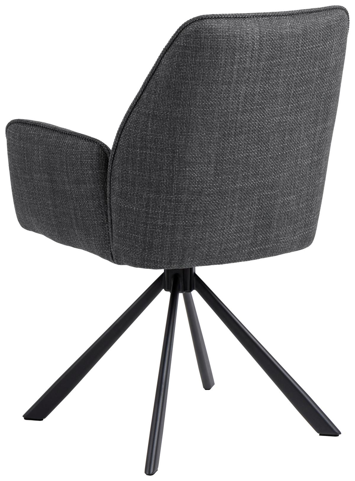 KRZESŁO Z PODŁOKIETNIKAMI GLENDA - ciemnoszary/czarny, Trend, metal/tkanina (61/88,5/63cm) - MID.YOU