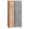Midischrank Varese ca. 65x130 cm Hellgrau/Eiche - Eiche Wotan/Graphitfarben, MODERN, Holzwerkstoff (65/130/35cm) - Held